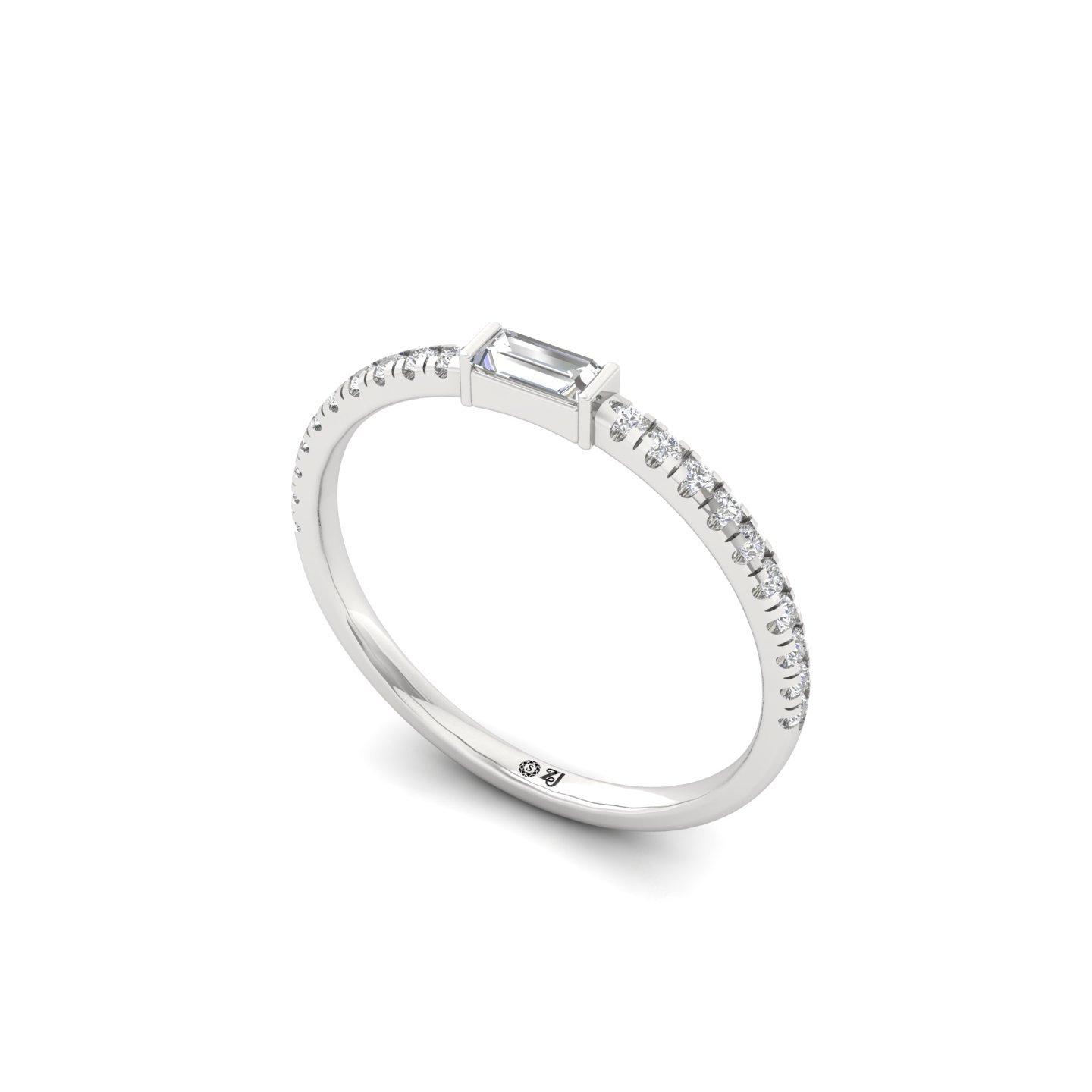 Baguette & Round Diamond Band Ring | Lab Grown Diamond | 925 Silver | 10K | 14K | 18K - View 2