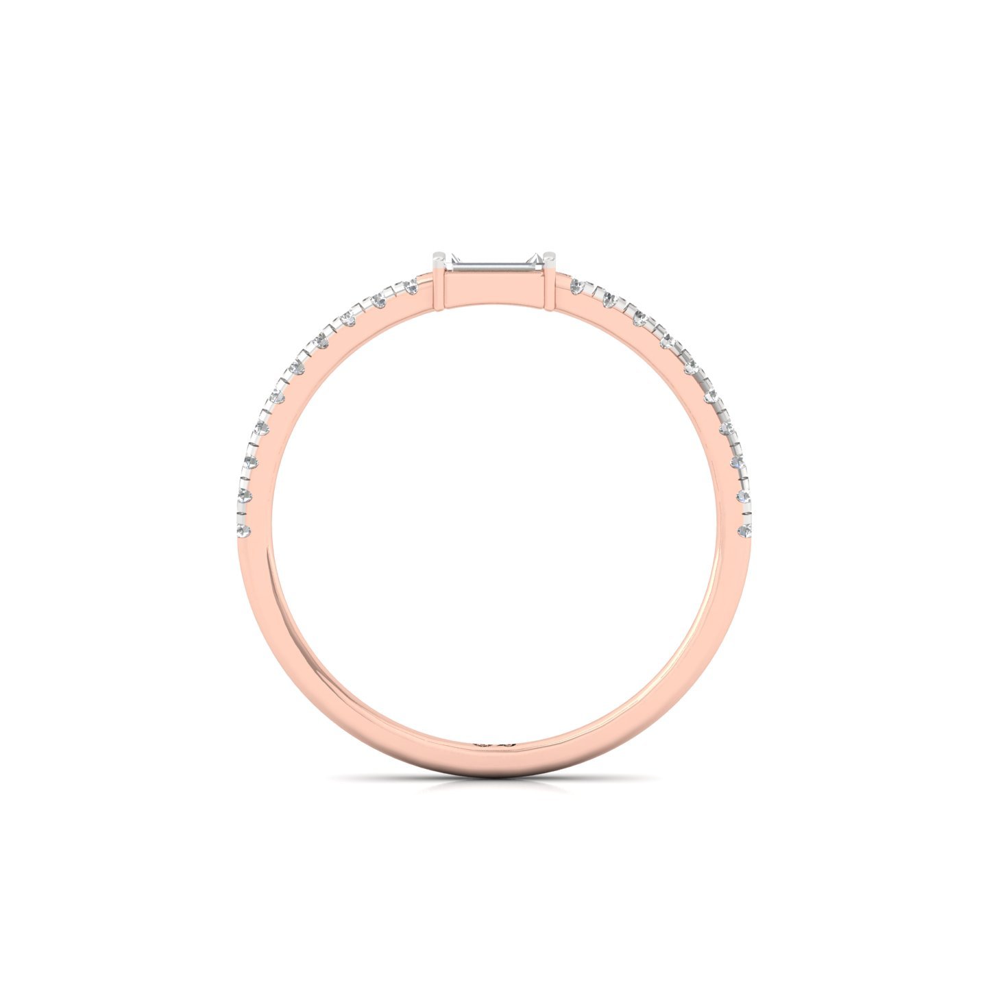 Baguette & Round Diamond Band Ring | Lab Grown Diamond | 925 Silver | 10K | 14K | 18K - View 3