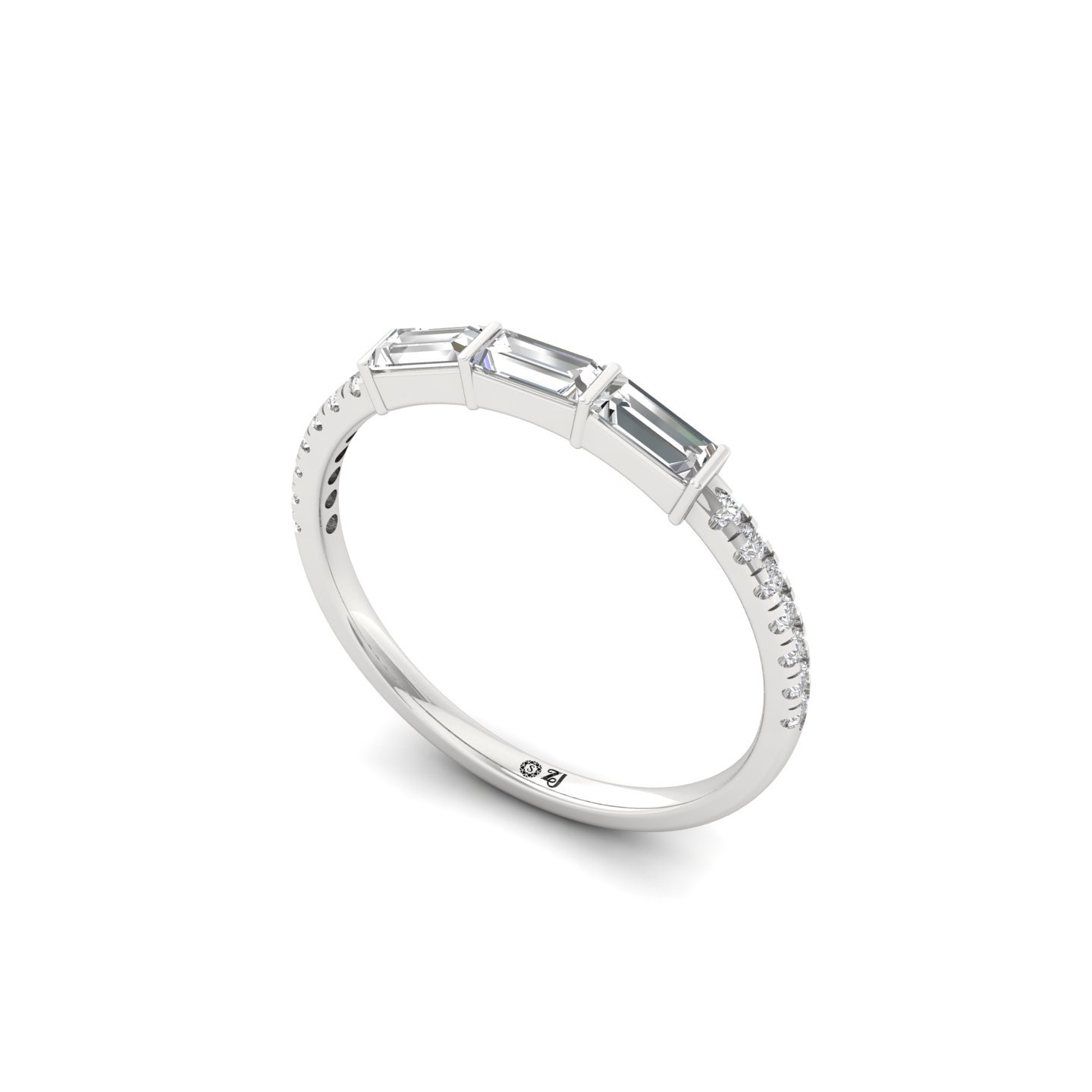 Triple Baguette Diamond Band | Lab Grown Diamond | 925 Silver | 10K | 14K | 18K - View 2