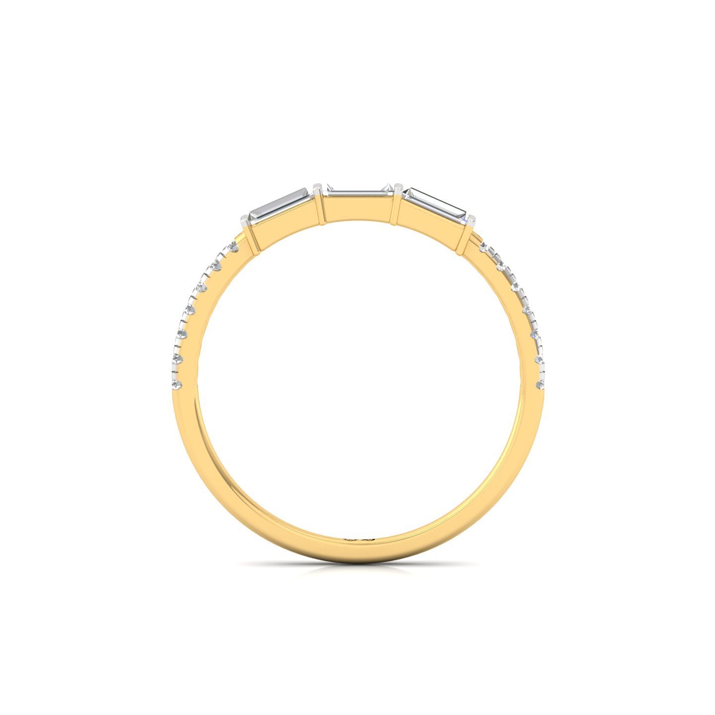 Triple Baguette Diamond Band | Lab Grown Diamond | 925 Silver | 10K | 14K | 18K - View 3