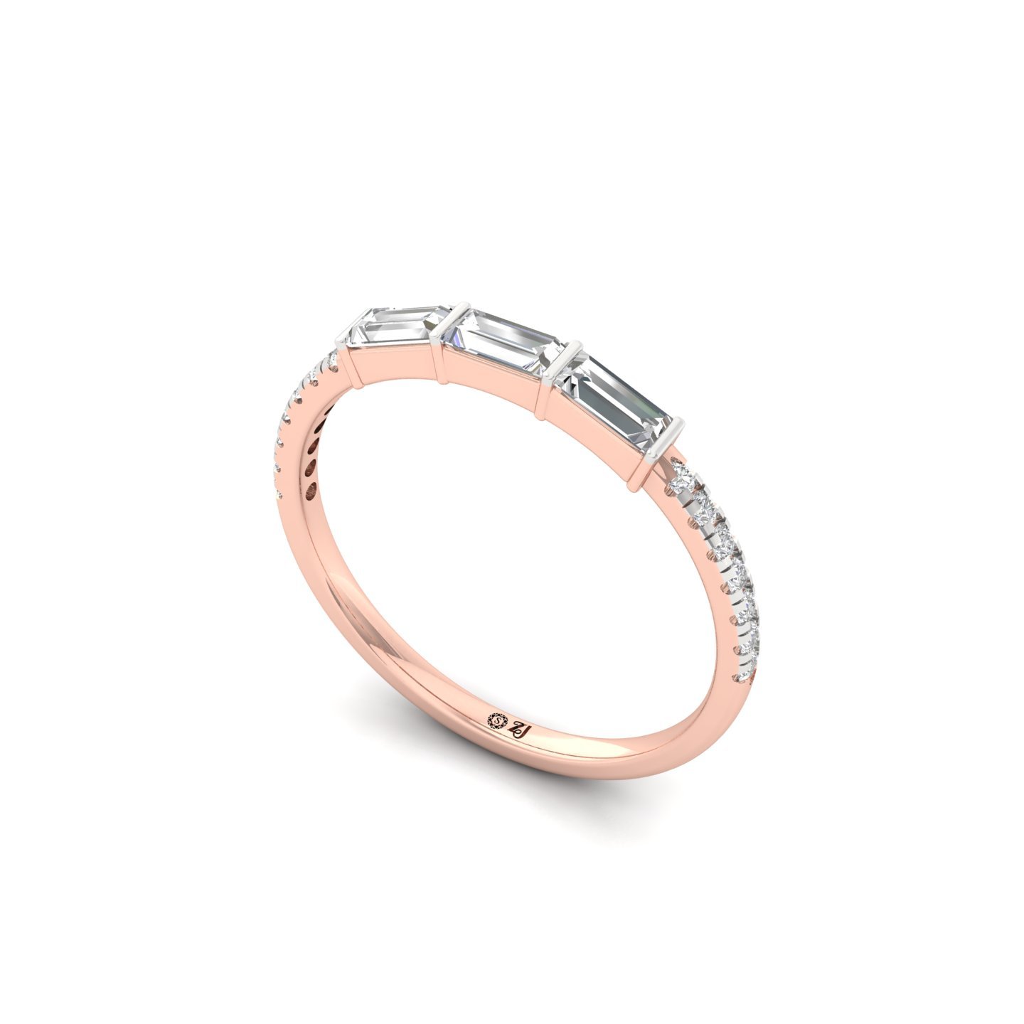 Triple Baguette Diamond Band | Lab Grown Diamond | 925 Silver | 10K | 14K | 18K - View 2