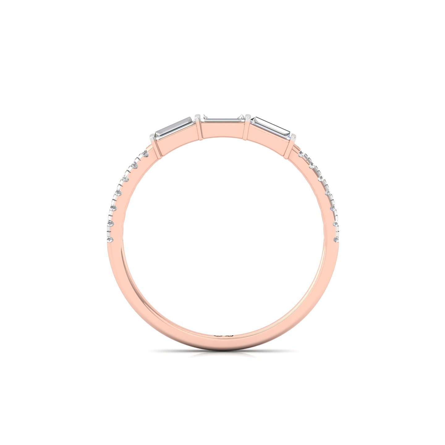Triple Baguette Diamond Band | Lab Grown Diamond | 925 Silver | 10K | 14K | 18K - View 3