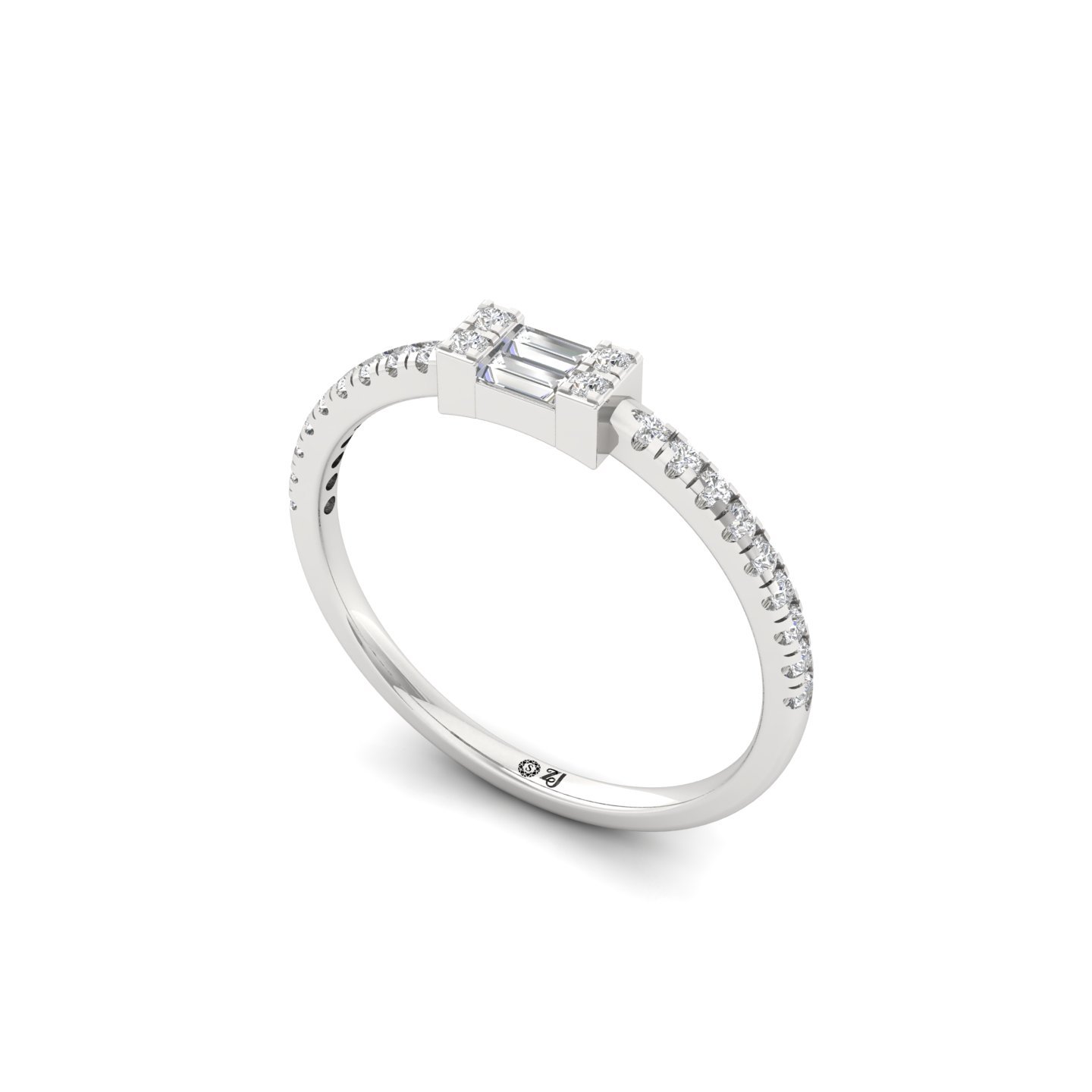 Baguette & Round Diamond Band Ring | Lab Grown Diamond - View 2