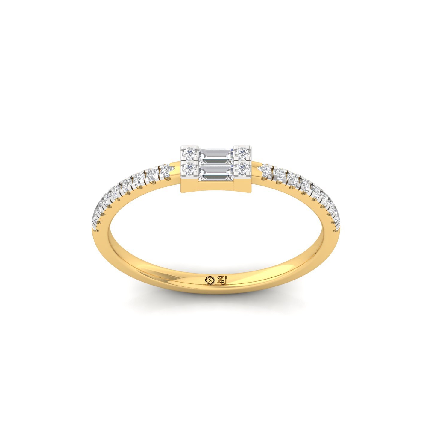 Baguette & Round Diamond Band Ring | Lab Grown Diamond - Gold Main View