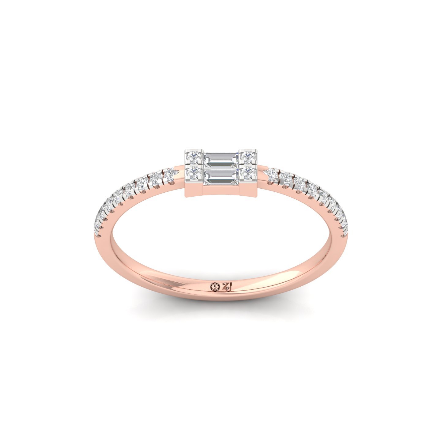 Baguette & Round Diamond Band Ring | Lab Grown Diamond - Rose Gold Main View
