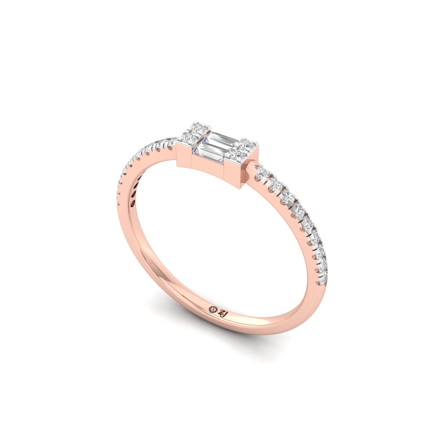 Baguette & Round Diamond Band Ring | Lab Grown Diamond - View 2