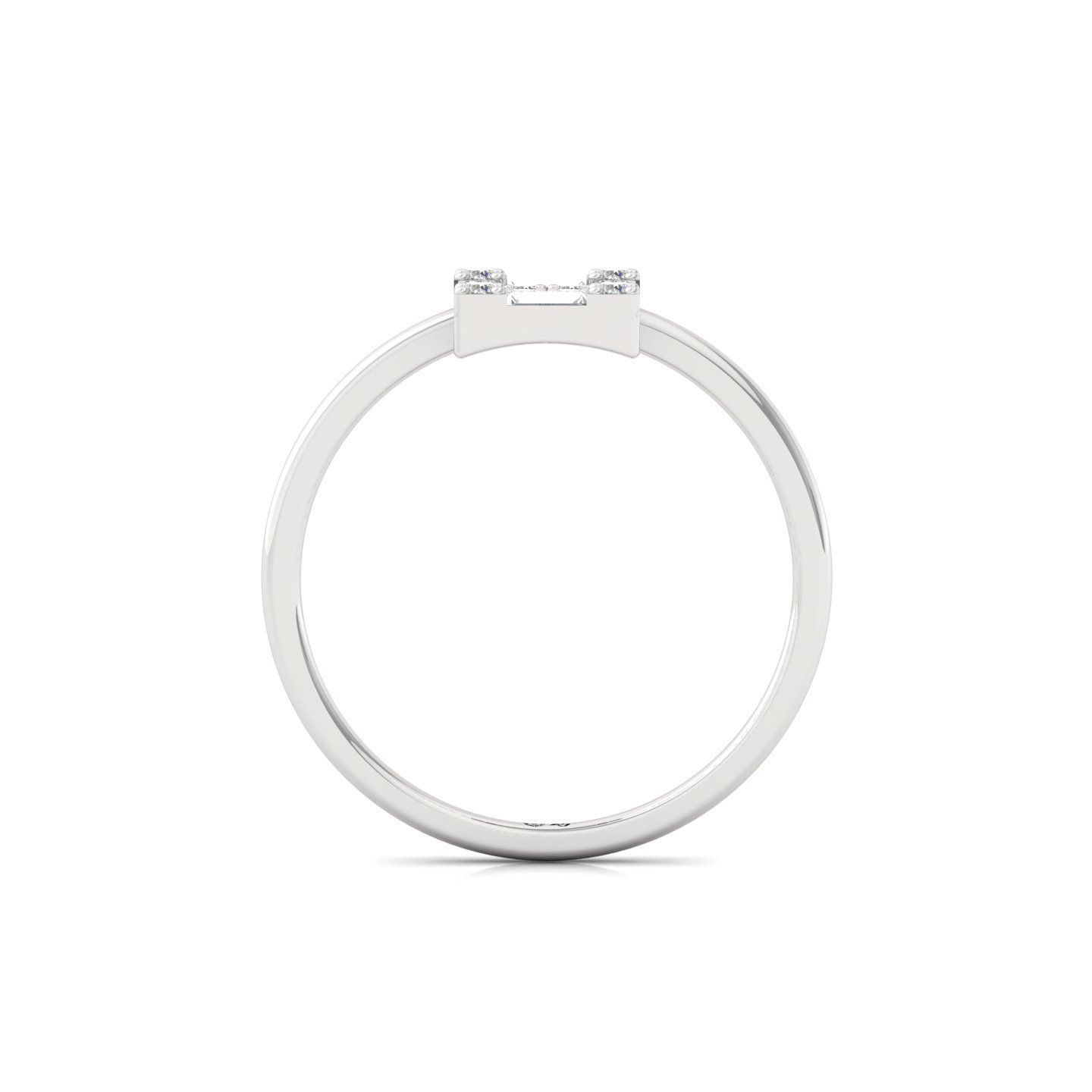 Square Cluster Baguette & Round Diamond Ring | Lab Grown Diamond | 925 Silver | 10K | 14K | 18K - View 3