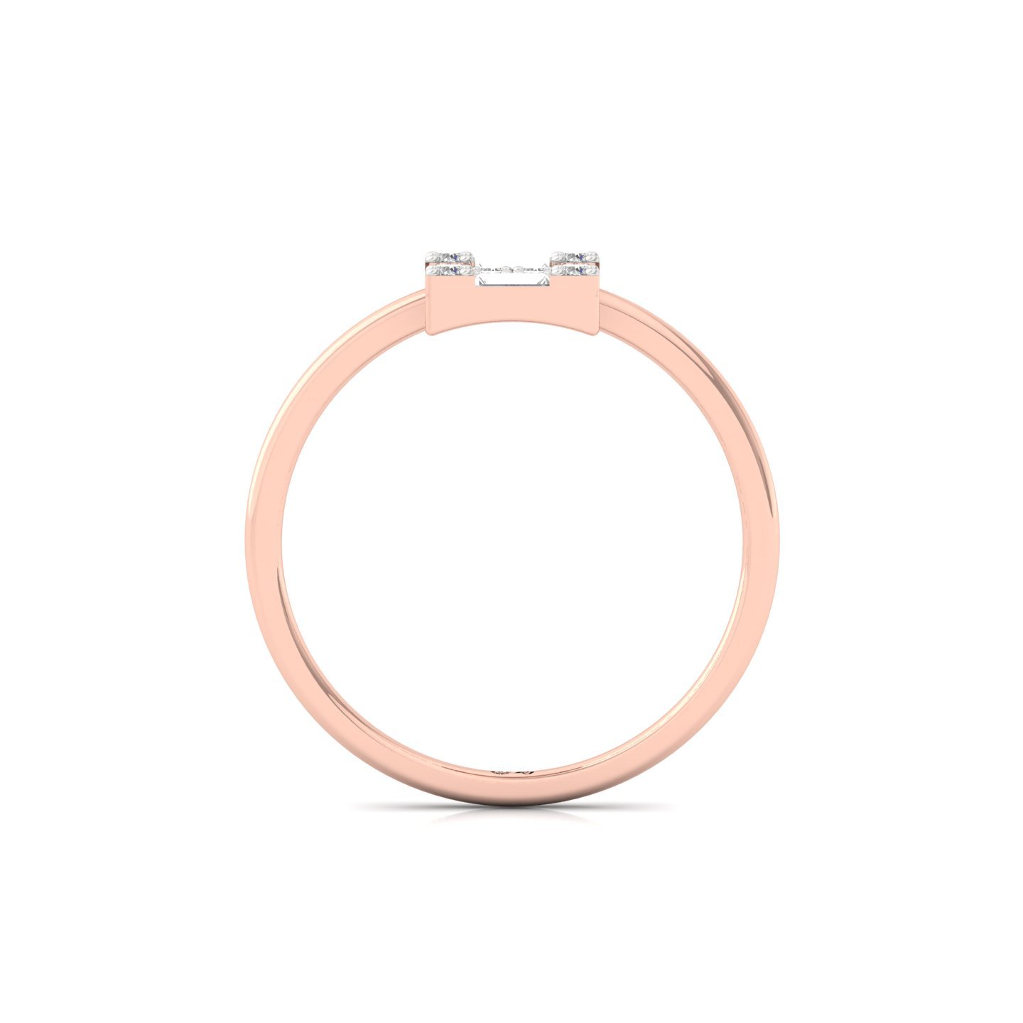 Square Cluster Baguette & Round Diamond Ring | Lab Grown Diamond | 925 Silver | 10K | 14K | 18K - View 3