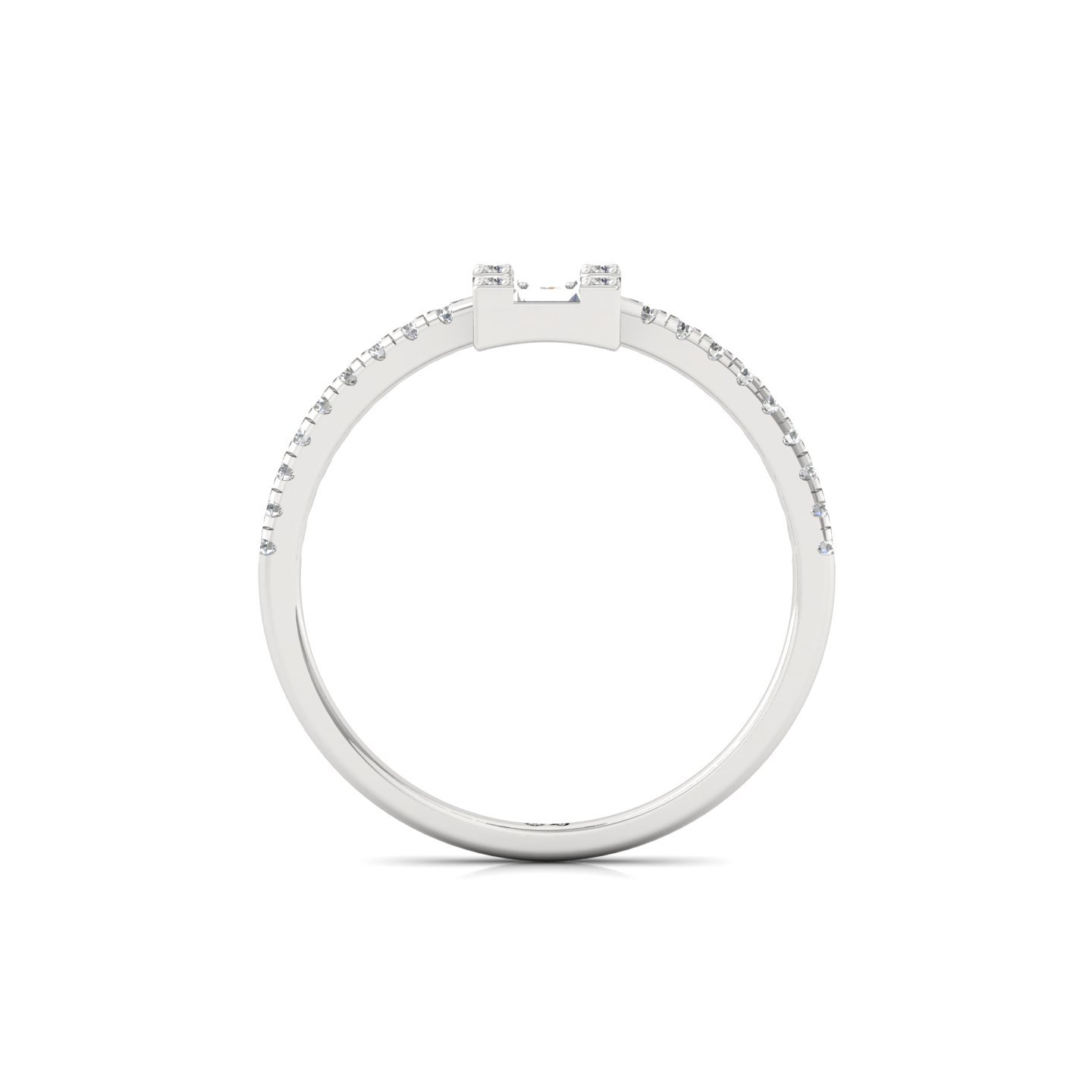 Square Baguette & Round Diamond Cluster Ring | Lab Grown Diamond | 925 Silver | 10K | 14K | 18K - View 3