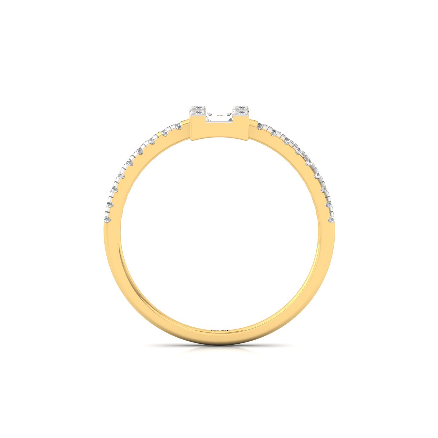 Square Baguette & Round Diamond Cluster Ring | Lab Grown Diamond | 925 Silver | 10K | 14K | 18K - View 3