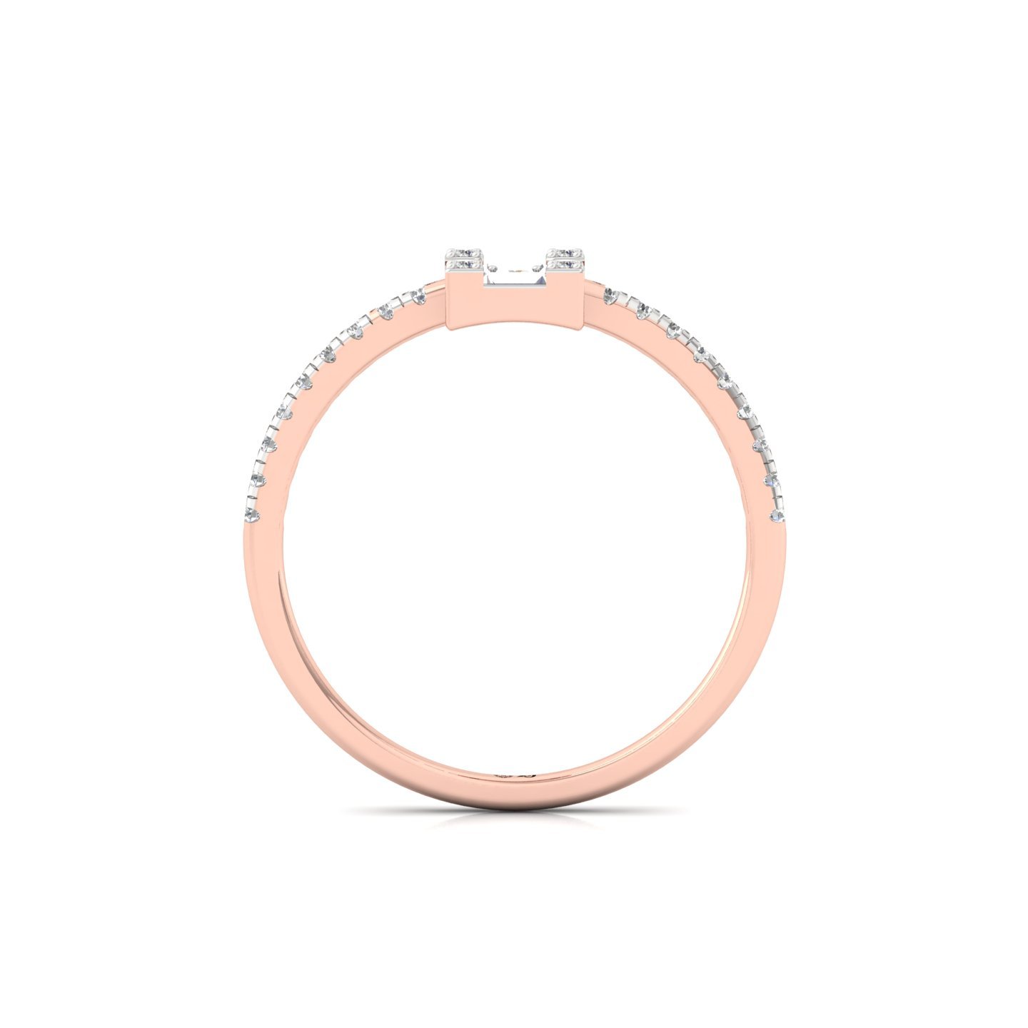 Square Baguette & Round Diamond Cluster Ring | Lab Grown Diamond | 925 Silver | 10K | 14K | 18K - View 3