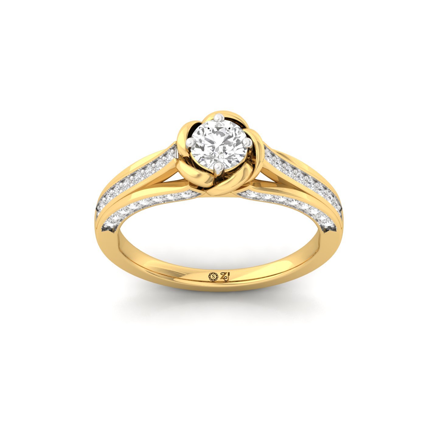 Rose Inspired Diamond Engagement Ring | Lab Grown Diamond | Floral Solitaire | 925 Silver | 10K | 14K | 18K - Gold Main View