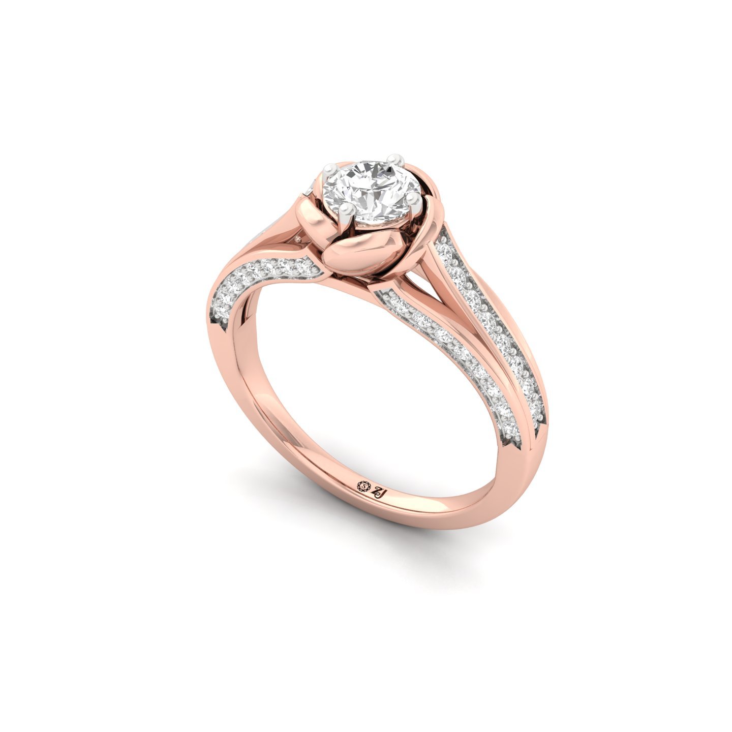 Rose Inspired Diamond Engagement Ring | Lab Grown Diamond | Floral Solitaire | 925 Silver | 10K | 14K | 18K - View 2