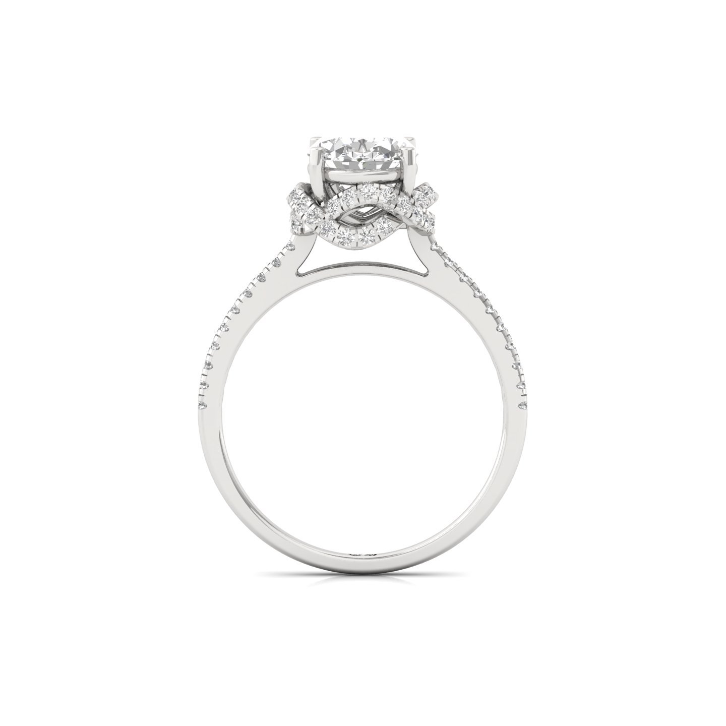 Oval Cut Diamond Halo Engagement Ring | Lab Grown Diamond | Elegant Pave Band | 925 Silver | 10K | 14K | 18K - View 3