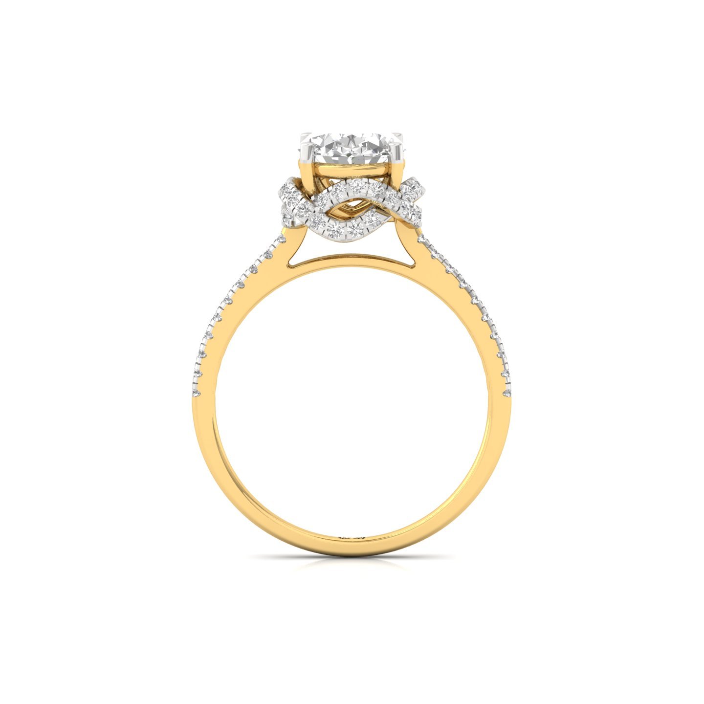 Oval Cut Diamond Halo Engagement Ring | Lab Grown Diamond | Elegant Pave Band | 925 Silver | 10K | 14K | 18K - View 3
