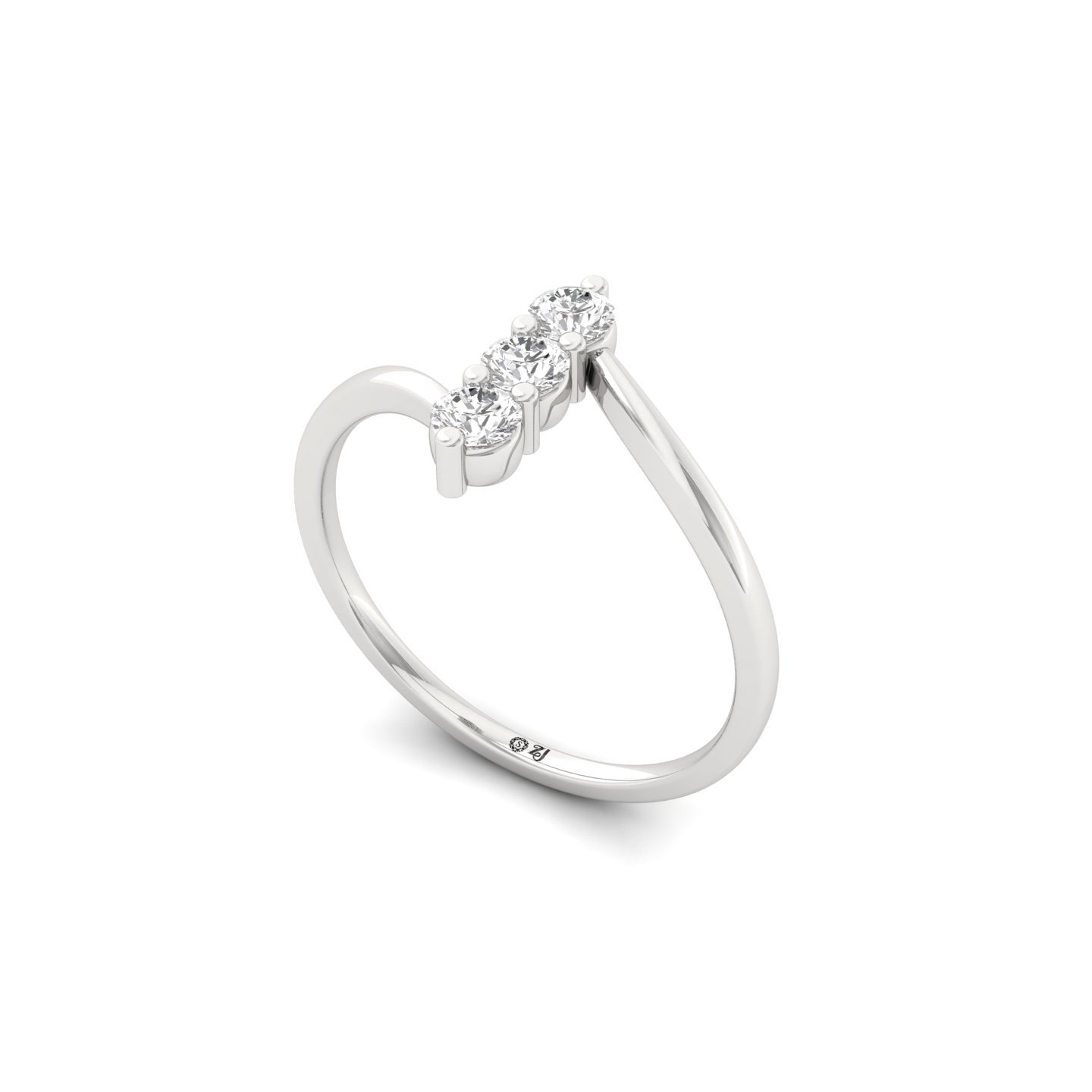 Three Stone Lab Grown Diamond Ring | Modern Split Shank | 925 Silver | 10K | 14K | 18K - View 2