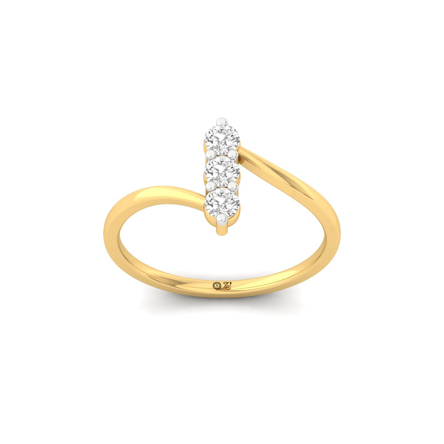 Three Stone Lab Grown Diamond Ring | Modern Split Shank | 925 Silver | 10K | 14K | 18K - Gold Main View