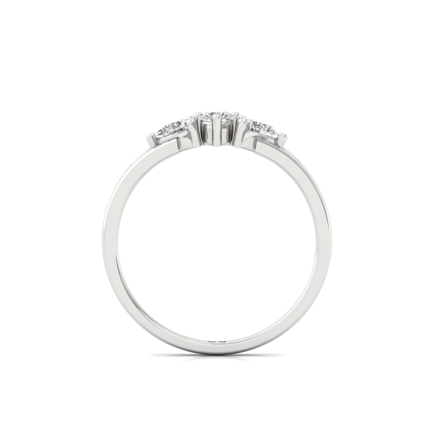 Three Stone Lab Grown Diamond Ring | Pear & Round Cut | Minimalist Engagement Ring - View 3