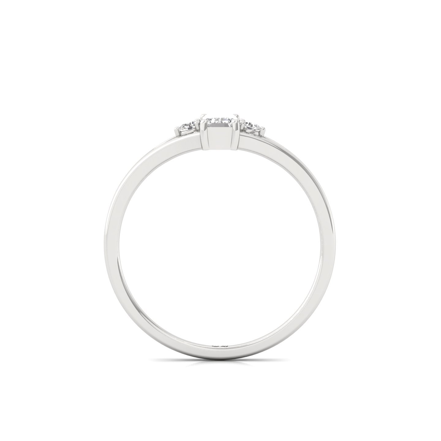 Emerald Cut Lab Grown Diamond Ring | Three Stone Split Band Ring | Minimalist Engagement Ring - View 3