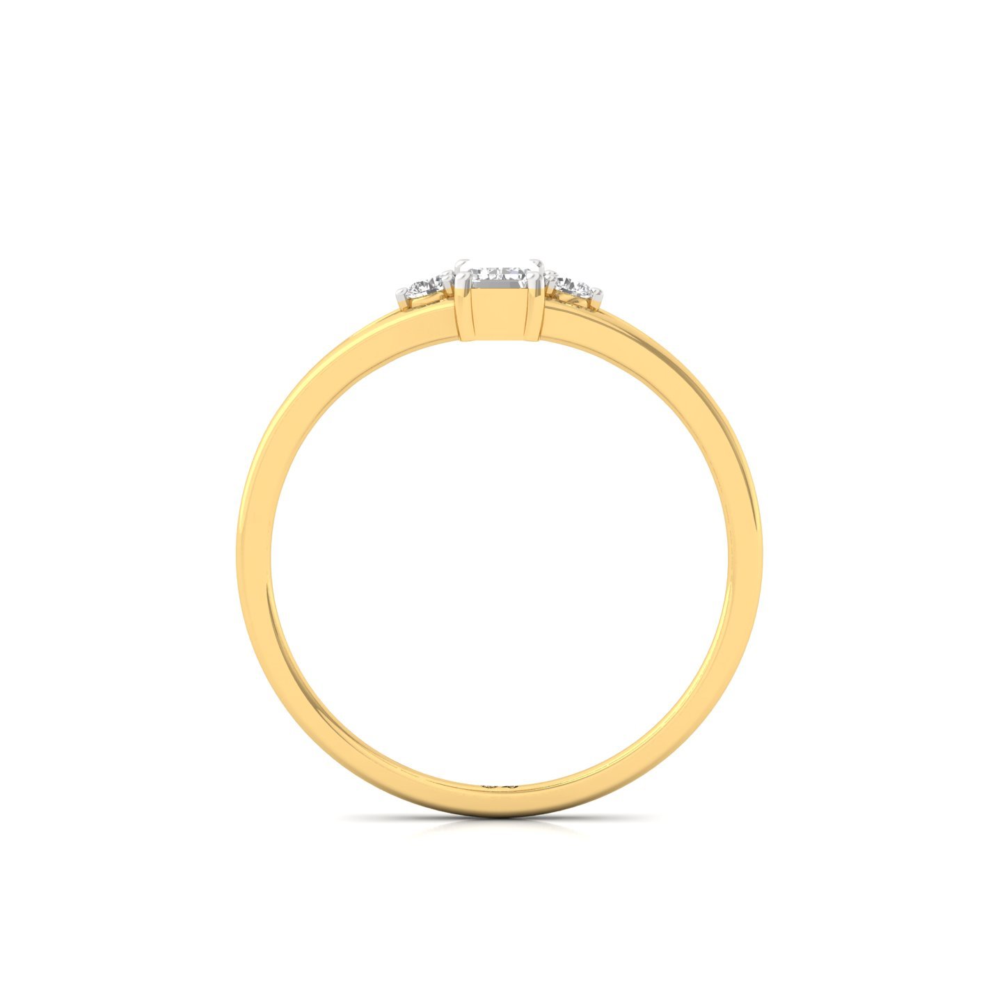 Emerald Cut Lab Grown Diamond Ring | Three Stone Split Band Ring | Minimalist Engagement Ring - View 3