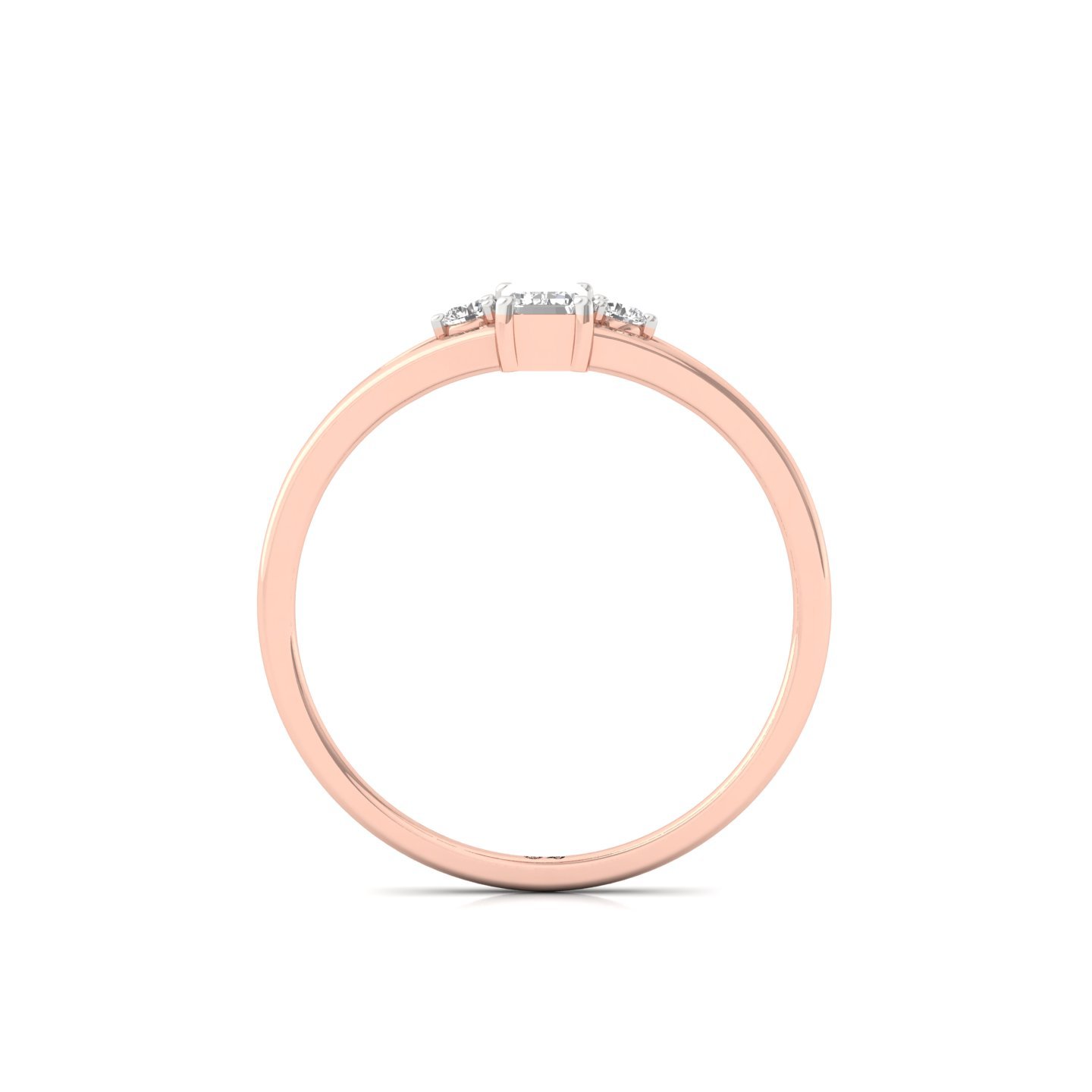 Emerald Cut Lab Grown Diamond Ring | Three Stone Split Band Ring | Minimalist Engagement Ring - View 3