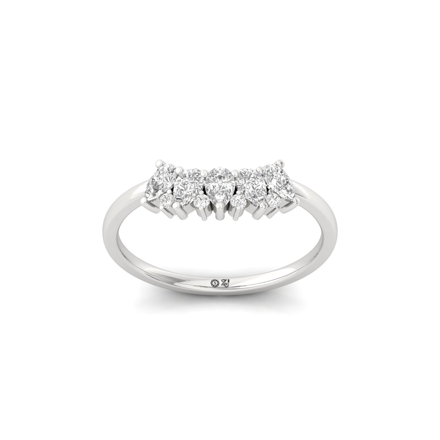 Pear Cut Lab Grown Diamond Half Eternity Ring | Dainty Wedding Band - Main View