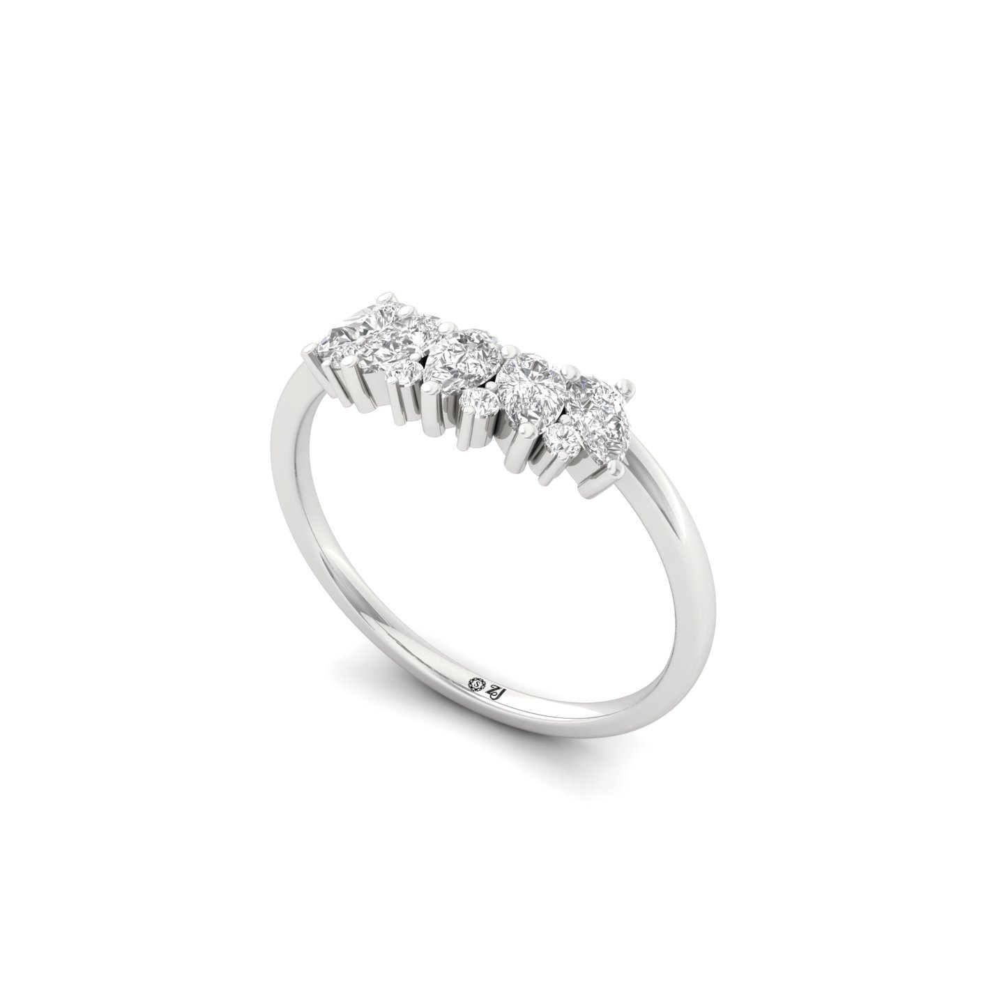 Pear Cut Lab Grown Diamond Half Eternity Ring | Dainty Wedding Band - View 2