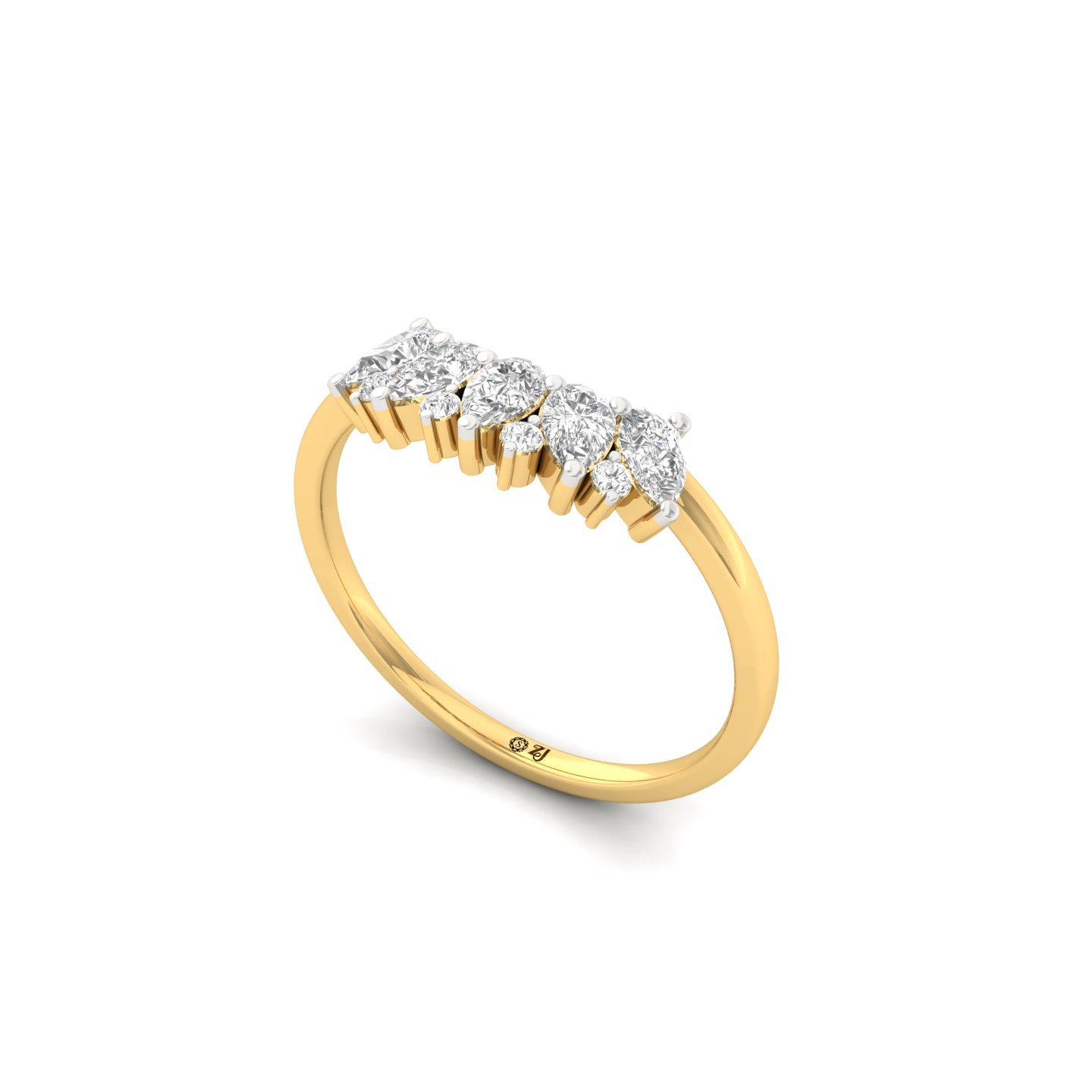 Pear Cut Lab Grown Diamond Half Eternity Ring | Dainty Wedding Band - View 2