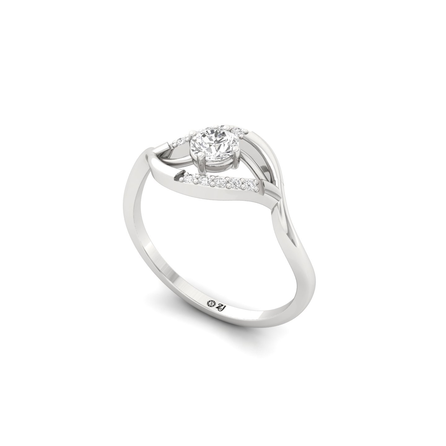 Wave Design Lab Grown Diamond Engagement Ring | Modern Round Cut Ring - View 2