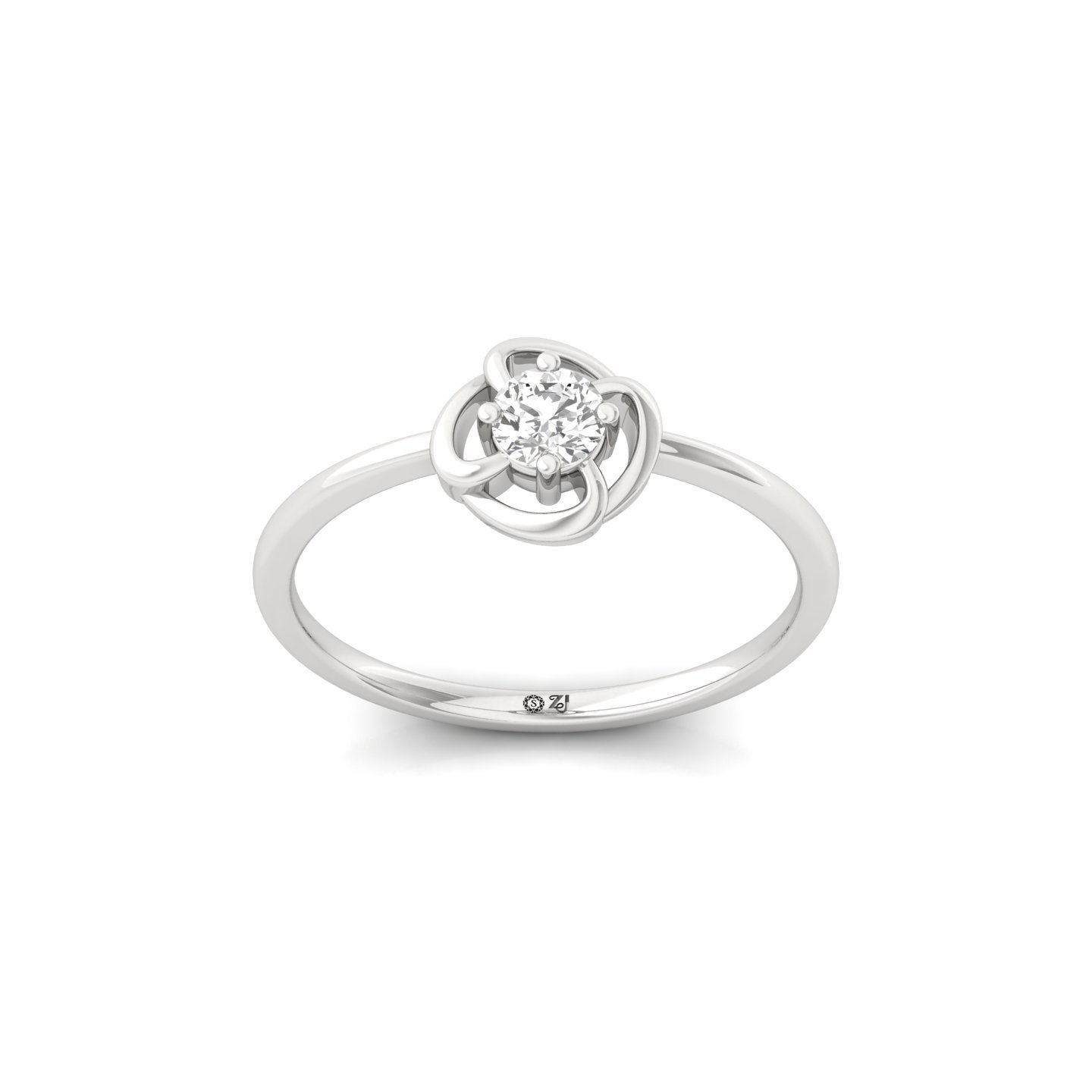Floral Solitaire Lab Grown Diamond Engagement Ring | Minimalist Promise Ring - Main View