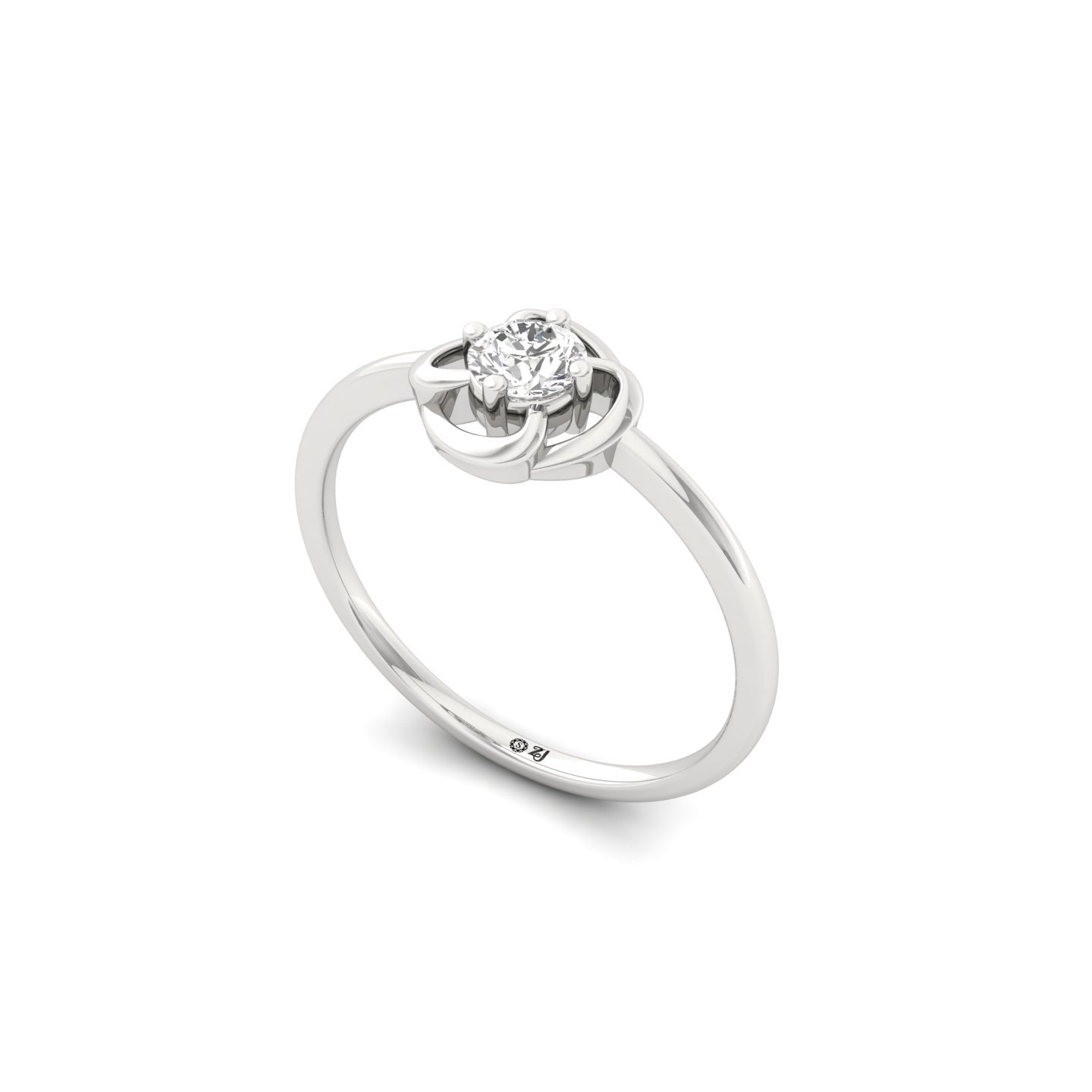 Floral Solitaire Lab Grown Diamond Engagement Ring | Minimalist Promise Ring - View 2