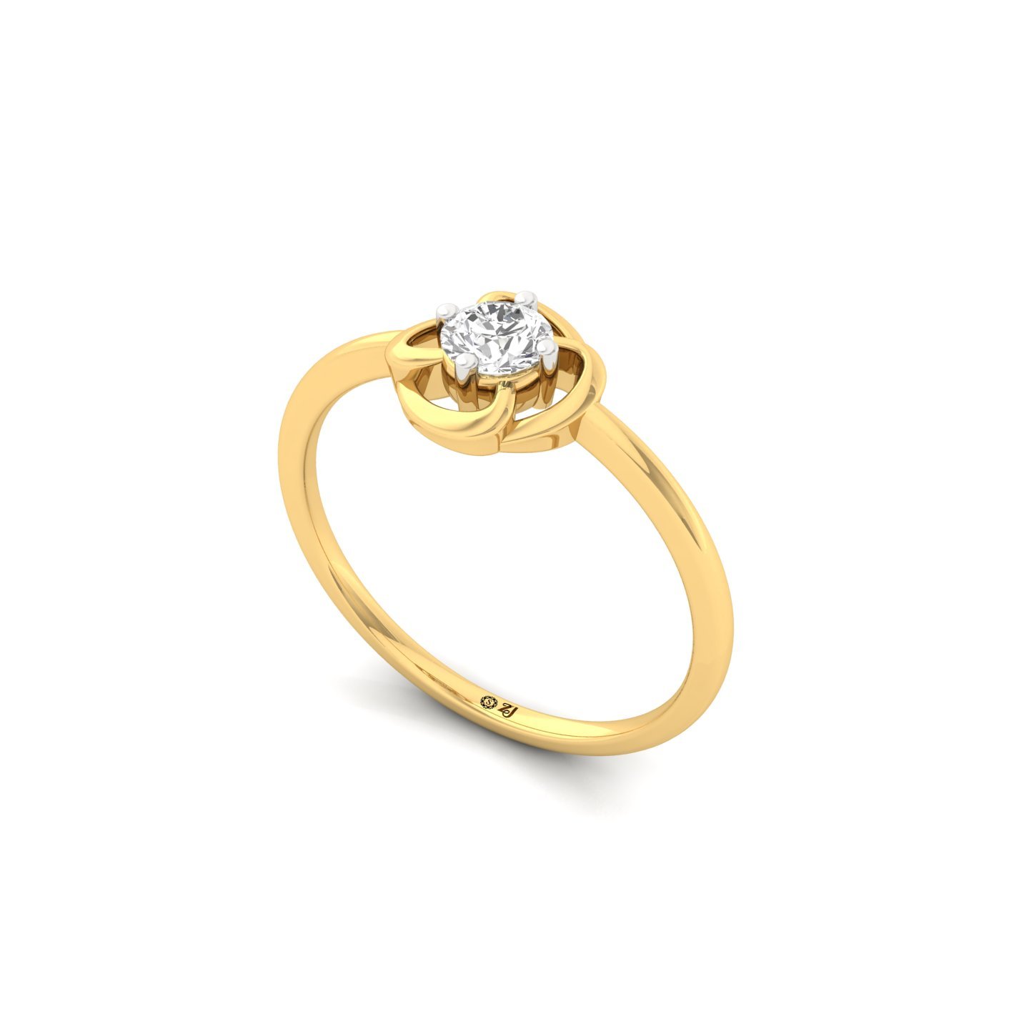 Floral Solitaire Lab Grown Diamond Engagement Ring | Minimalist Promise Ring - View 2