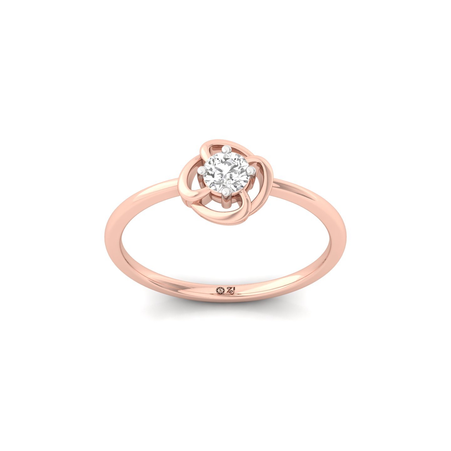 Floral Solitaire Lab Grown Diamond Engagement Ring | Minimalist Promise Ring - Rose Gold Main View