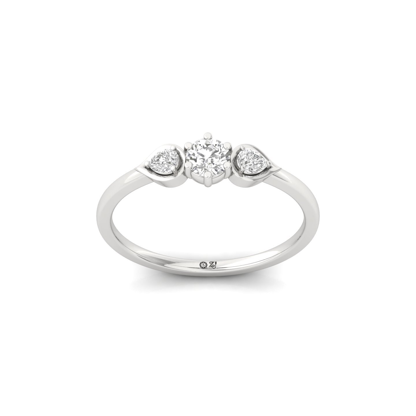 Three Stone Diamond Engagement Ring | Lab Grown Diamond Promise Ring - Main View