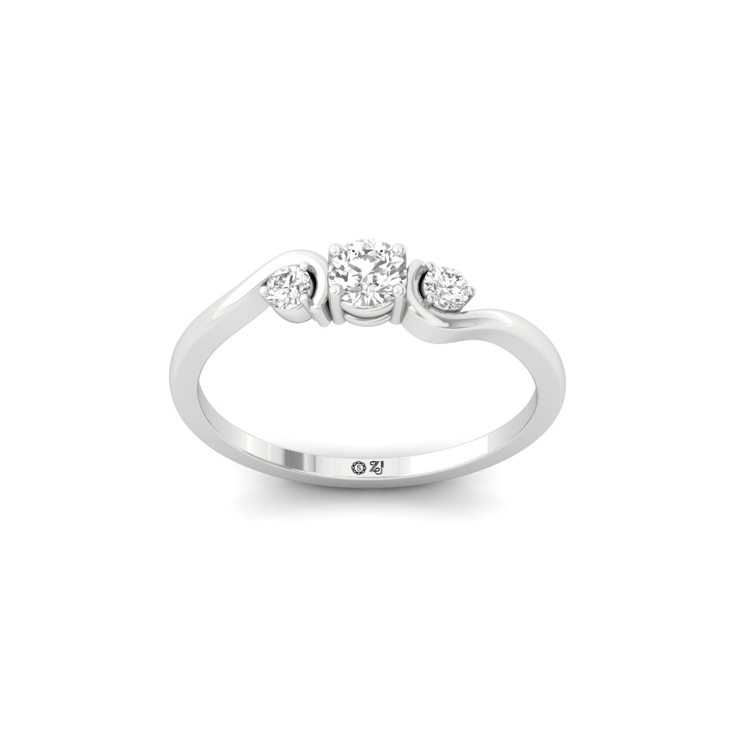 Round Cut Three Stone Diamond Engagement Ring | Classic Lab Grown CVD Diamond Ring | 925 Silver | 10K | 14K | 18K - Main View