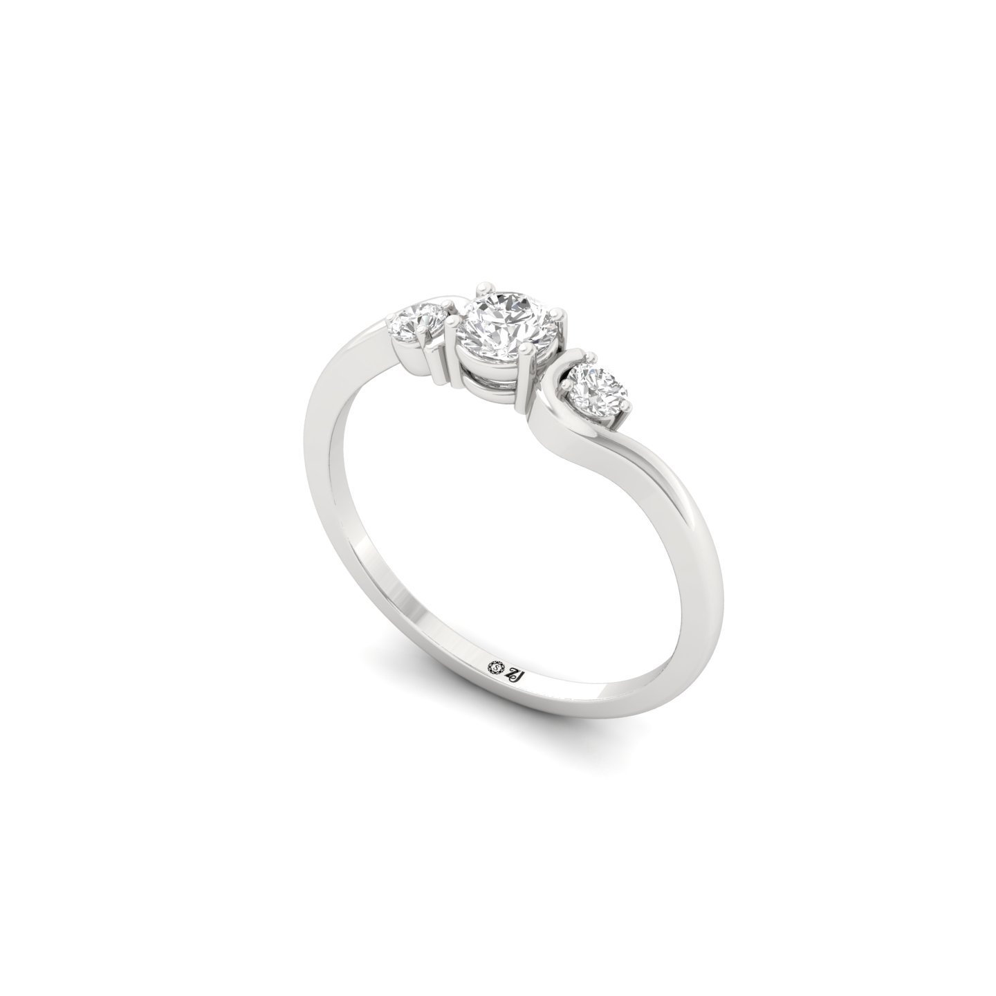 Round Cut Three Stone Diamond Engagement Ring | Classic Lab Grown CVD Diamond Ring | 925 Silver | 10K | 14K | 18K - View 2