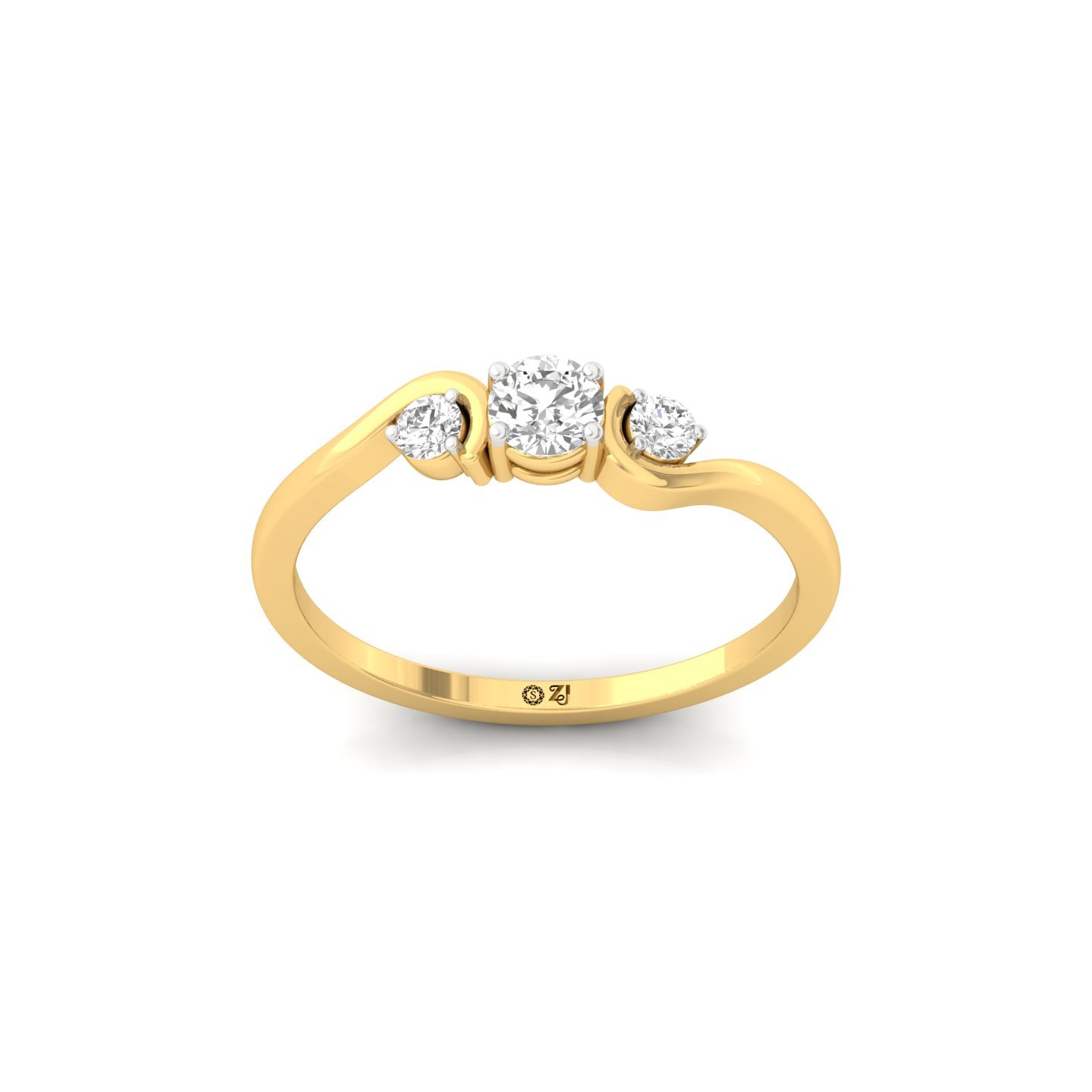 Round Cut Three Stone Diamond Engagement Ring | Classic Lab Grown CVD Diamond Ring | 925 Silver | 10K | 14K | 18K - Gold Main View