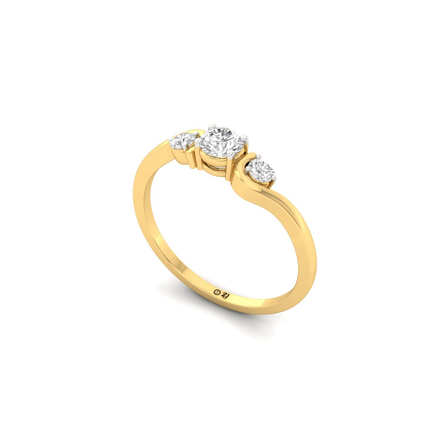 Round Cut Three Stone Diamond Engagement Ring | Classic Lab Grown CVD Diamond Ring | 925 Silver | 10K | 14K | 18K - View 2