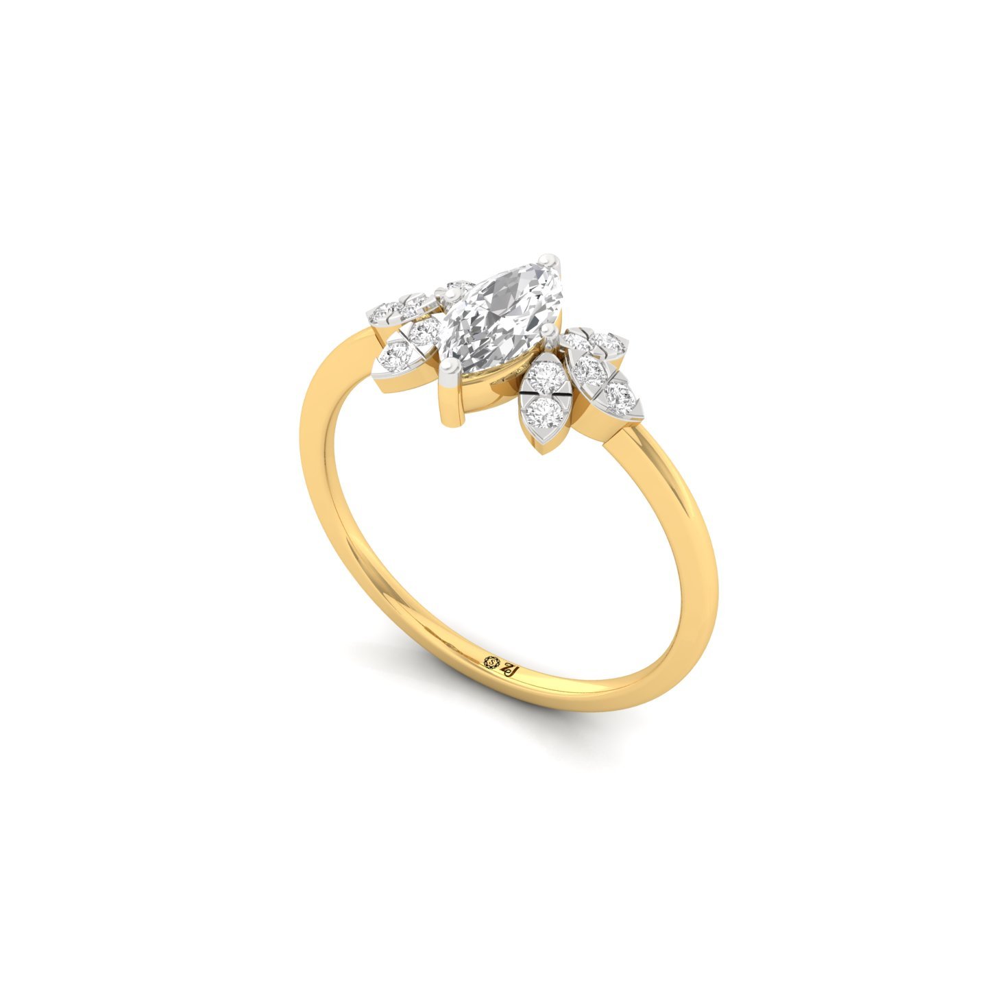 Marquise Cut Diamond Cluster Engagement Ring | Elegant Lab Grown CVD Diamond Ring | 925 Silver | 10K | 14K | 18K - View 2