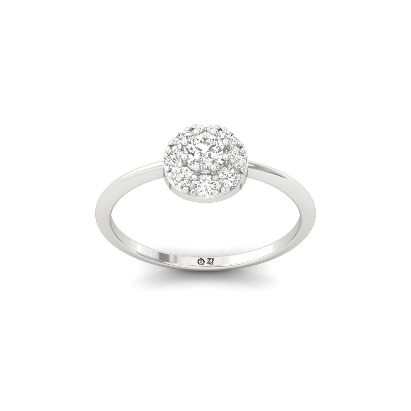 Round Cut Diamond Flower Cluster Engagement Ring | Lab Grown CVD Diamond Halo Ring | 925 Silver | 10K | 14K | 18K - Main View