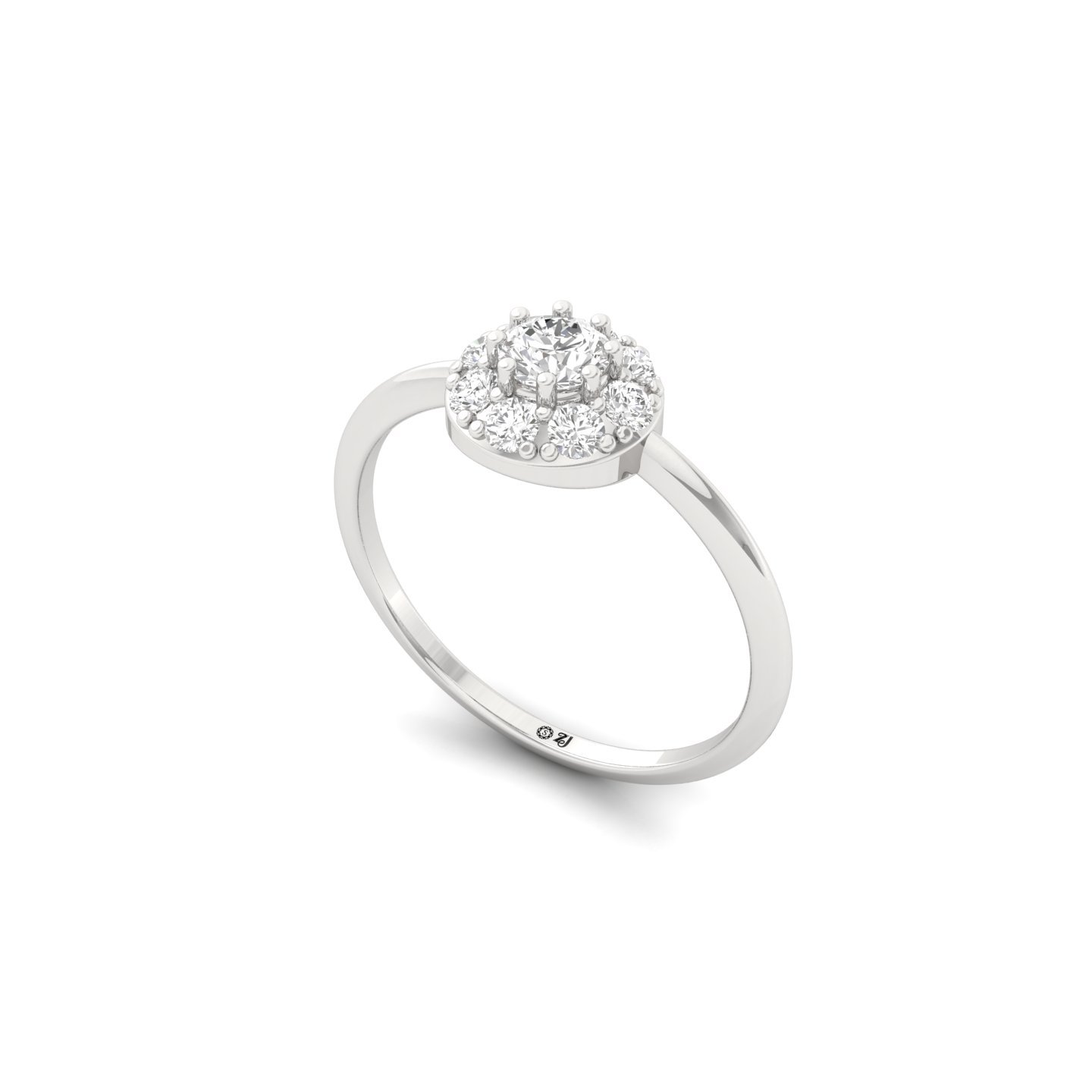 Round Cut Diamond Flower Cluster Engagement Ring | Lab Grown CVD Diamond Halo Ring | 925 Silver | 10K | 14K | 18K - View 2