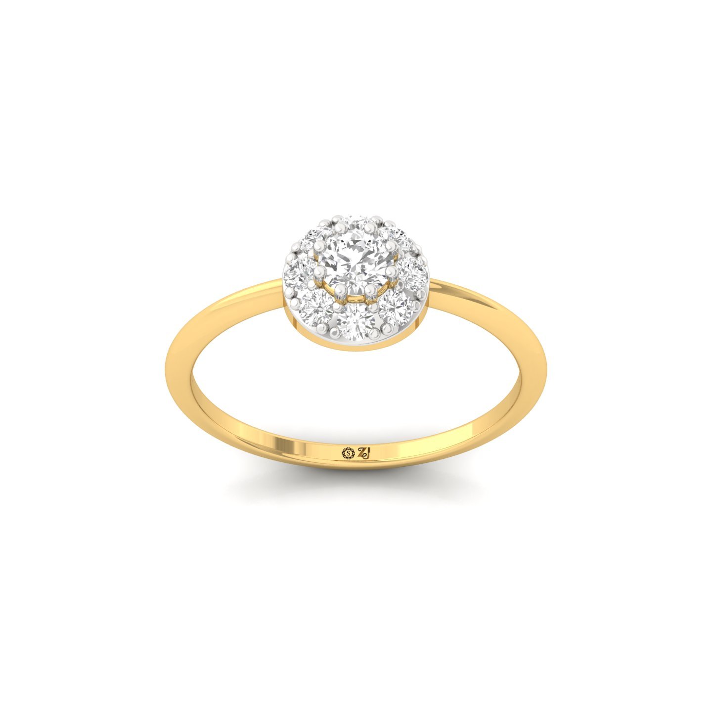 Round Cut Diamond Flower Cluster Engagement Ring | Lab Grown CVD Diamond Halo Ring | 925 Silver | 10K | 14K | 18K - Gold Main View