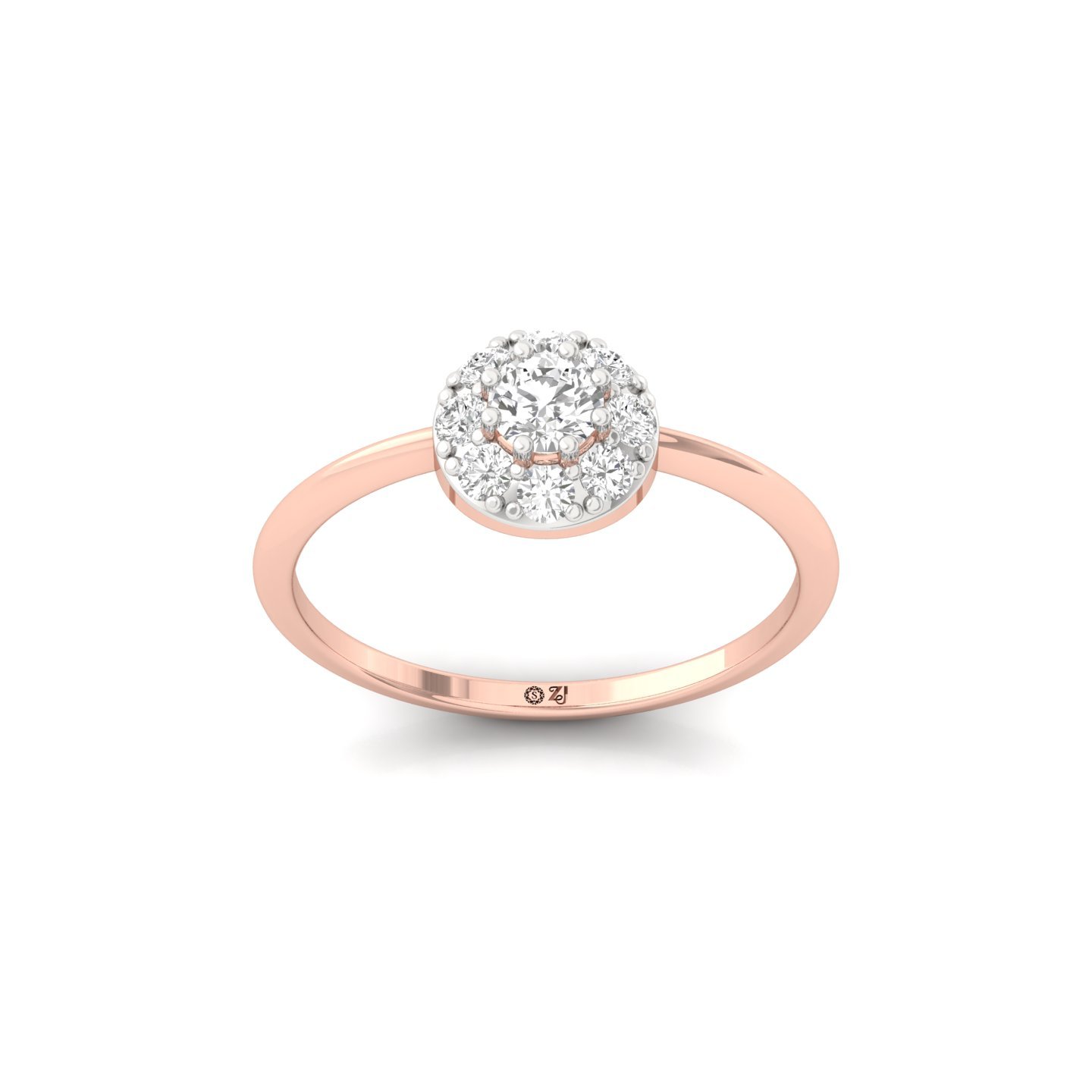 Round Cut Diamond Flower Cluster Engagement Ring | Lab Grown CVD Diamond Halo Ring | 925 Silver | 10K | 14K | 18K - Rose Gold Main View