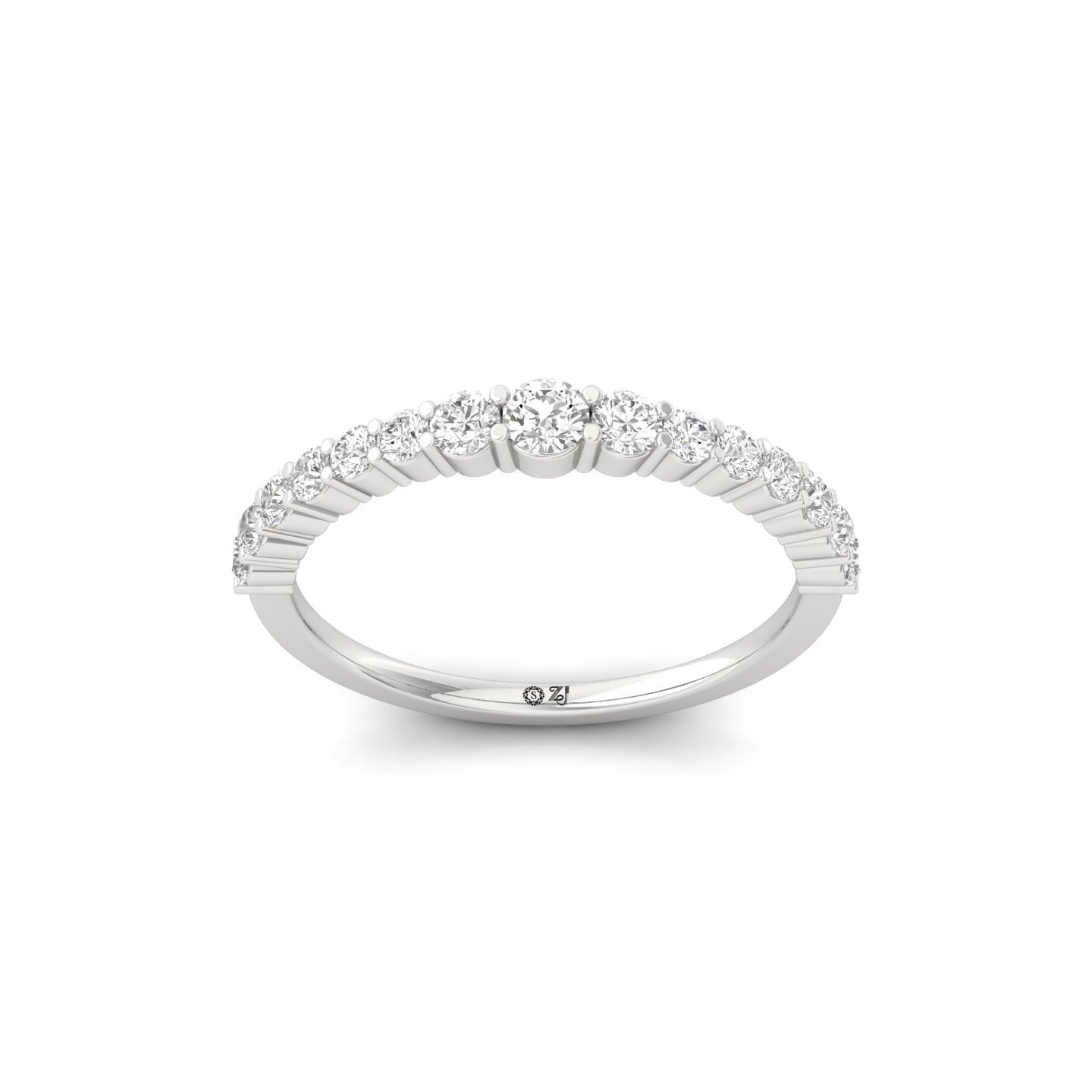 Round Cut Diamond Half Eternity Band Ring | Lab Grown CVD Diamond Classic Wedding Band | 925 Silver | 10K | 14K | 18K - Main View