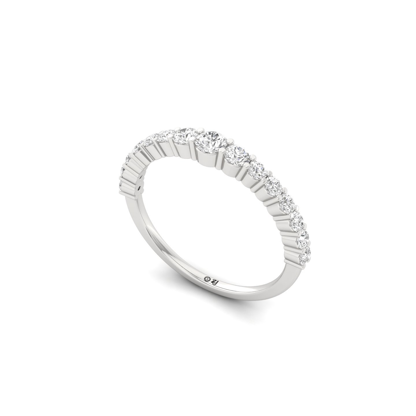 Round Cut Diamond Half Eternity Band Ring | Lab Grown CVD Diamond Classic Wedding Band | 925 Silver | 10K | 14K | 18K - View 2