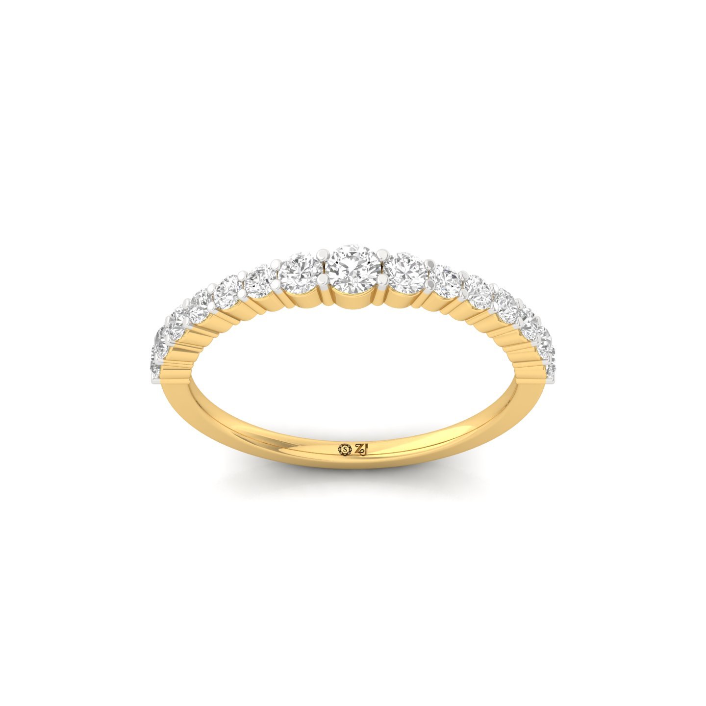 Round Cut Diamond Half Eternity Band Ring | Lab Grown CVD Diamond Classic Wedding Band | 925 Silver | 10K | 14K | 18K - Gold Main View