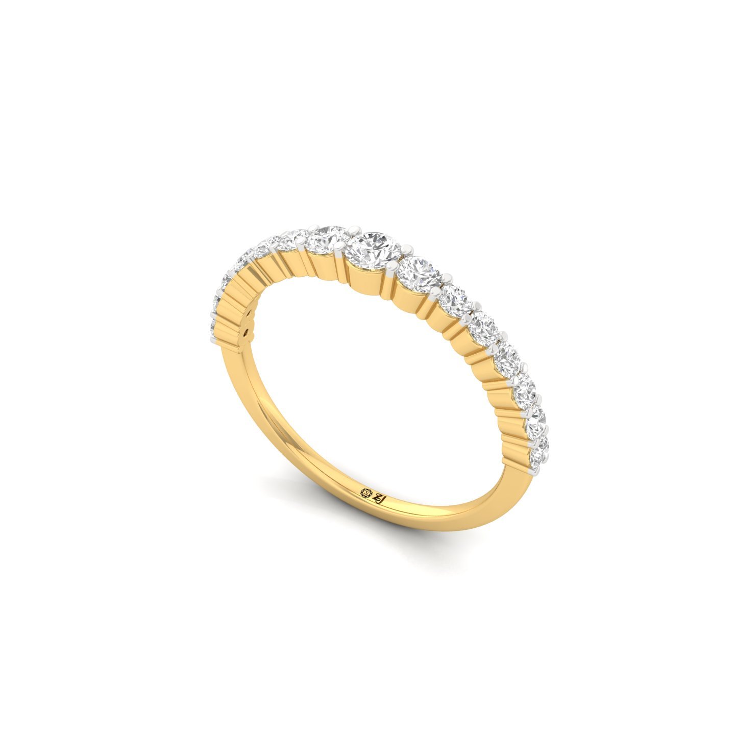 Round Cut Diamond Half Eternity Band Ring | Lab Grown CVD Diamond Classic Wedding Band | 925 Silver | 10K | 14K | 18K - View 3