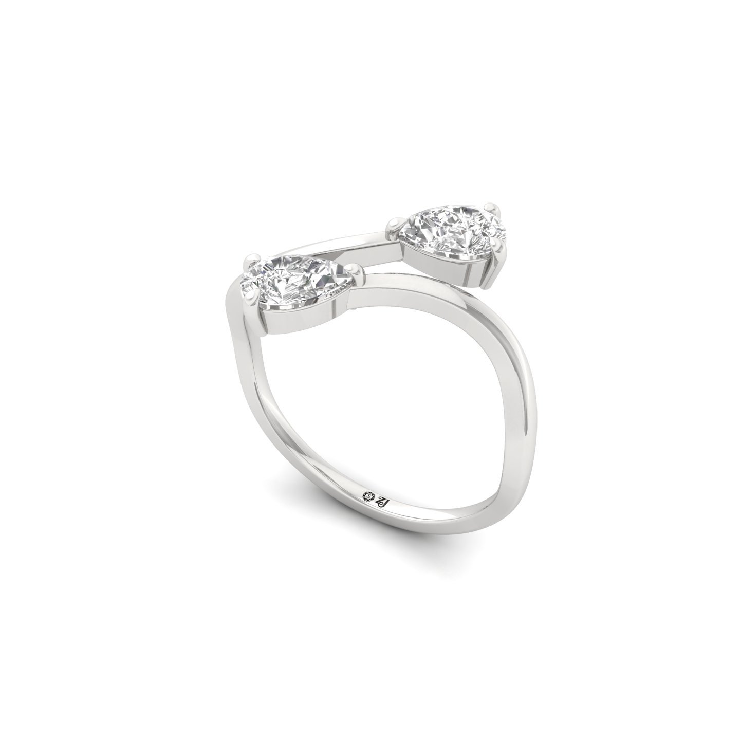 Pear Cut Toi et Moi Diamond Ring | Lab Grown CVD Diamond Two Stone Ring of Love | 925 Silver | 10K | 14K | 18K - View 2