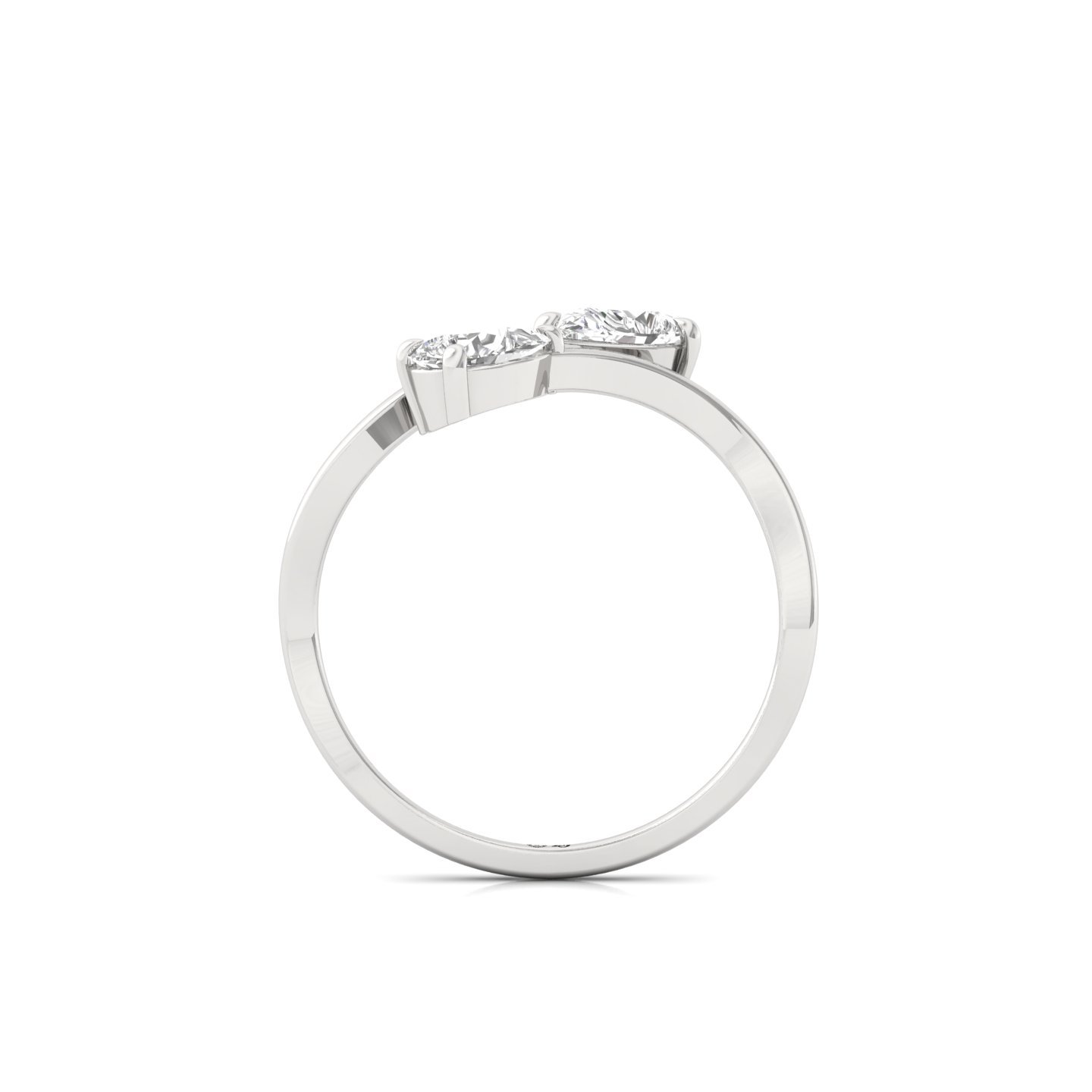Pear Cut Toi et Moi Diamond Ring | Lab Grown CVD Diamond Two Stone Ring of Love | 925 Silver | 10K | 14K | 18K - View 3