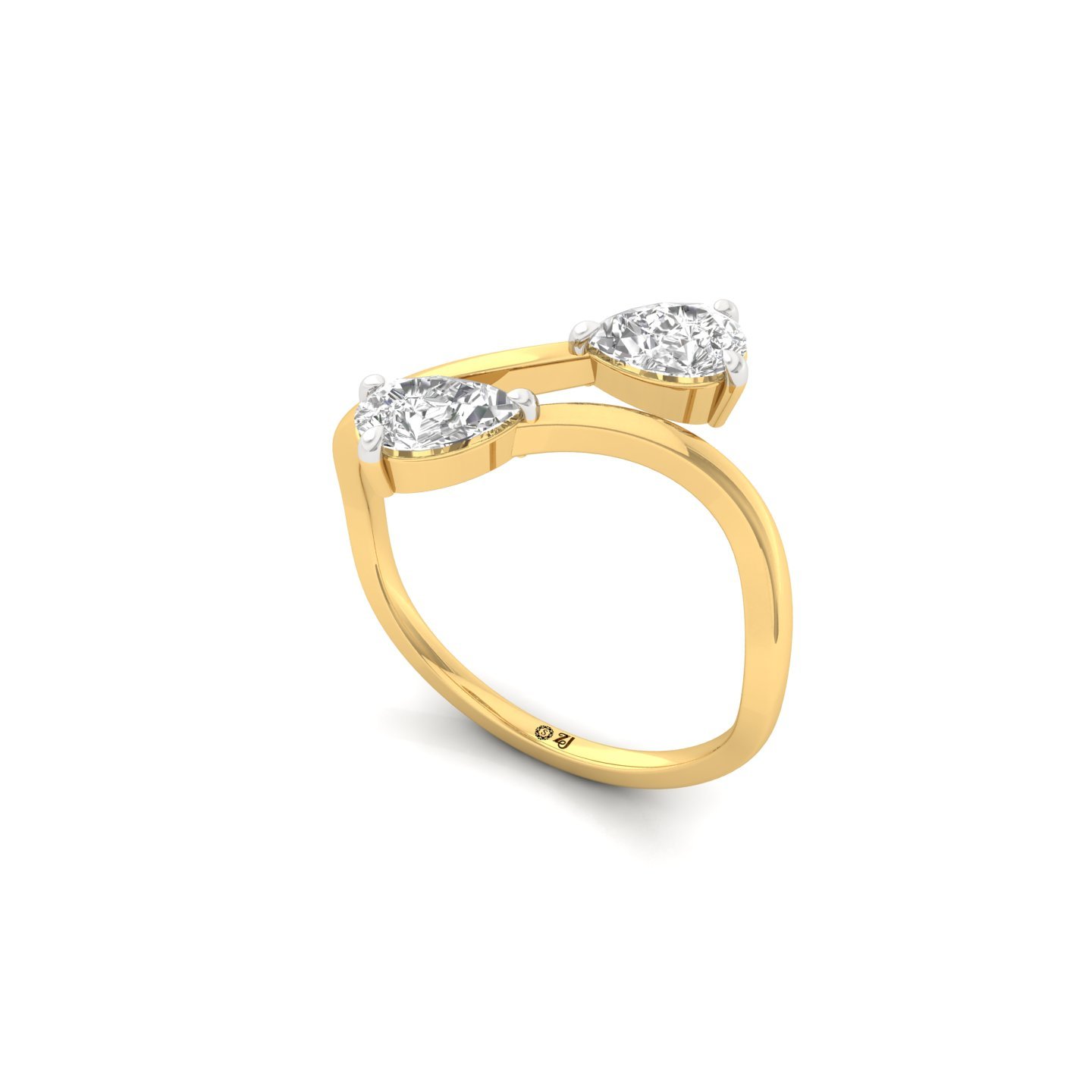 Pear Cut Toi et Moi Diamond Ring | Lab Grown CVD Diamond Two Stone Ring of Love | 925 Silver | 10K | 14K | 18K - View 2